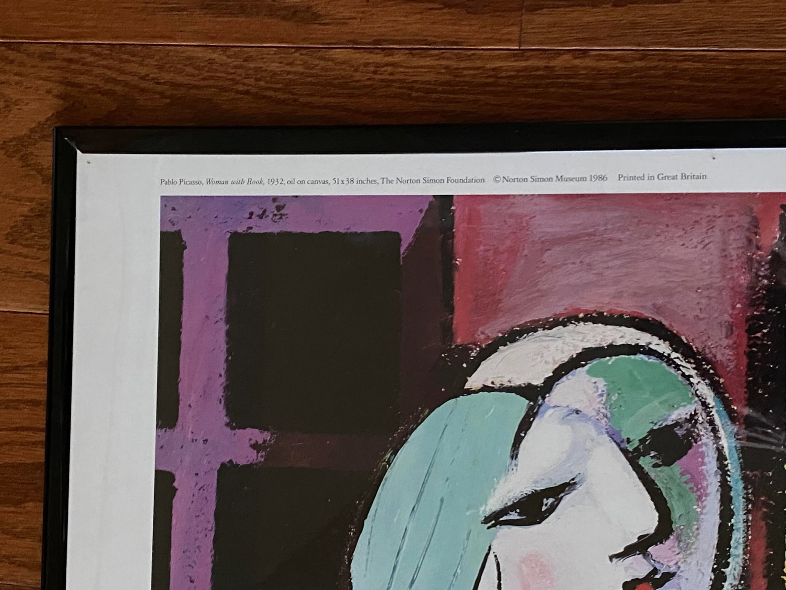 Pablo Picasso Modernist Offset Print Framed Museum Poster " Woman With a Book " Norton Simon Museum - 5