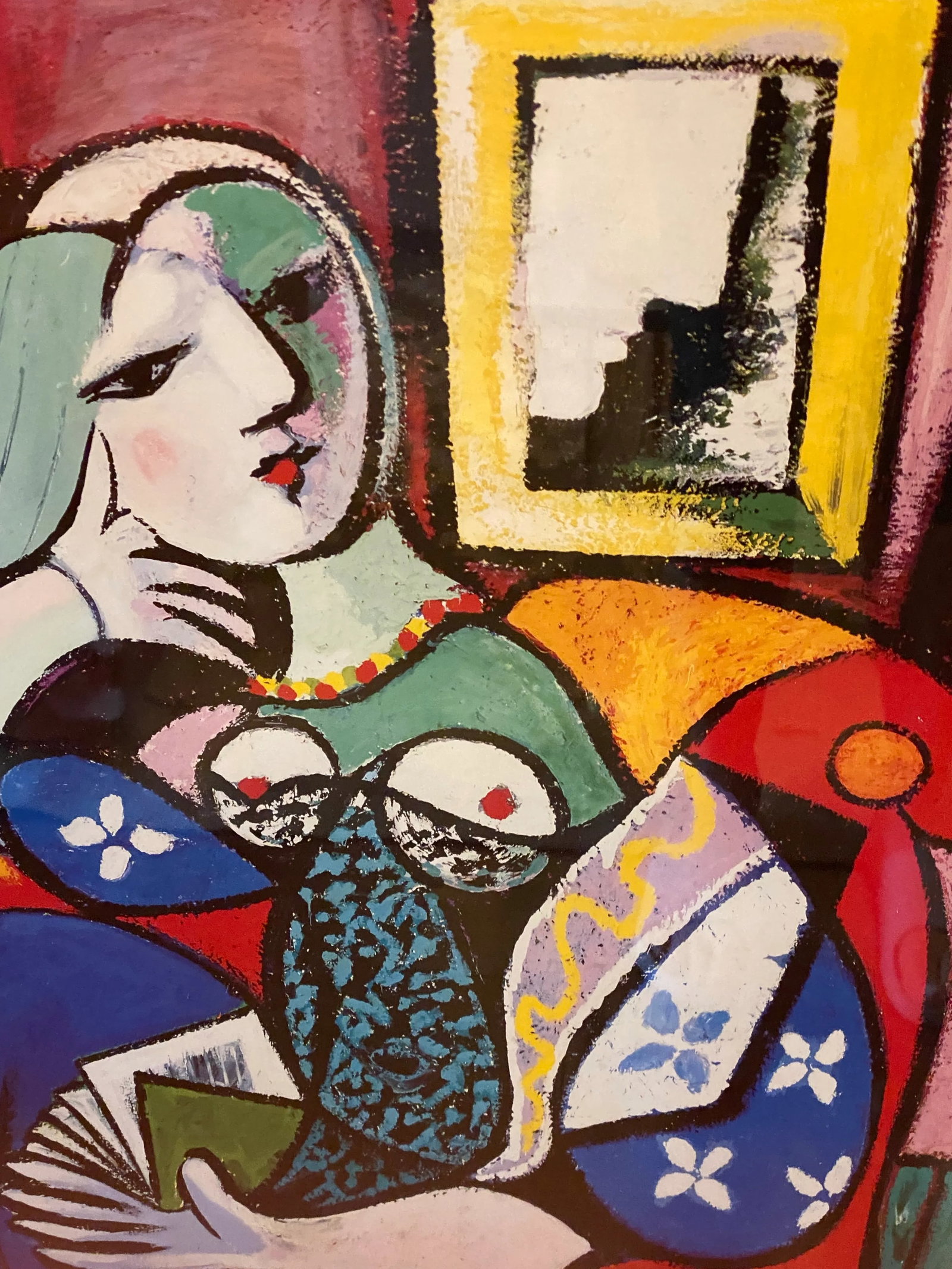 Pablo Picasso Modernist Offset Print Framed Museum Poster " Woman With a Book " Norton Simon Museum - 6