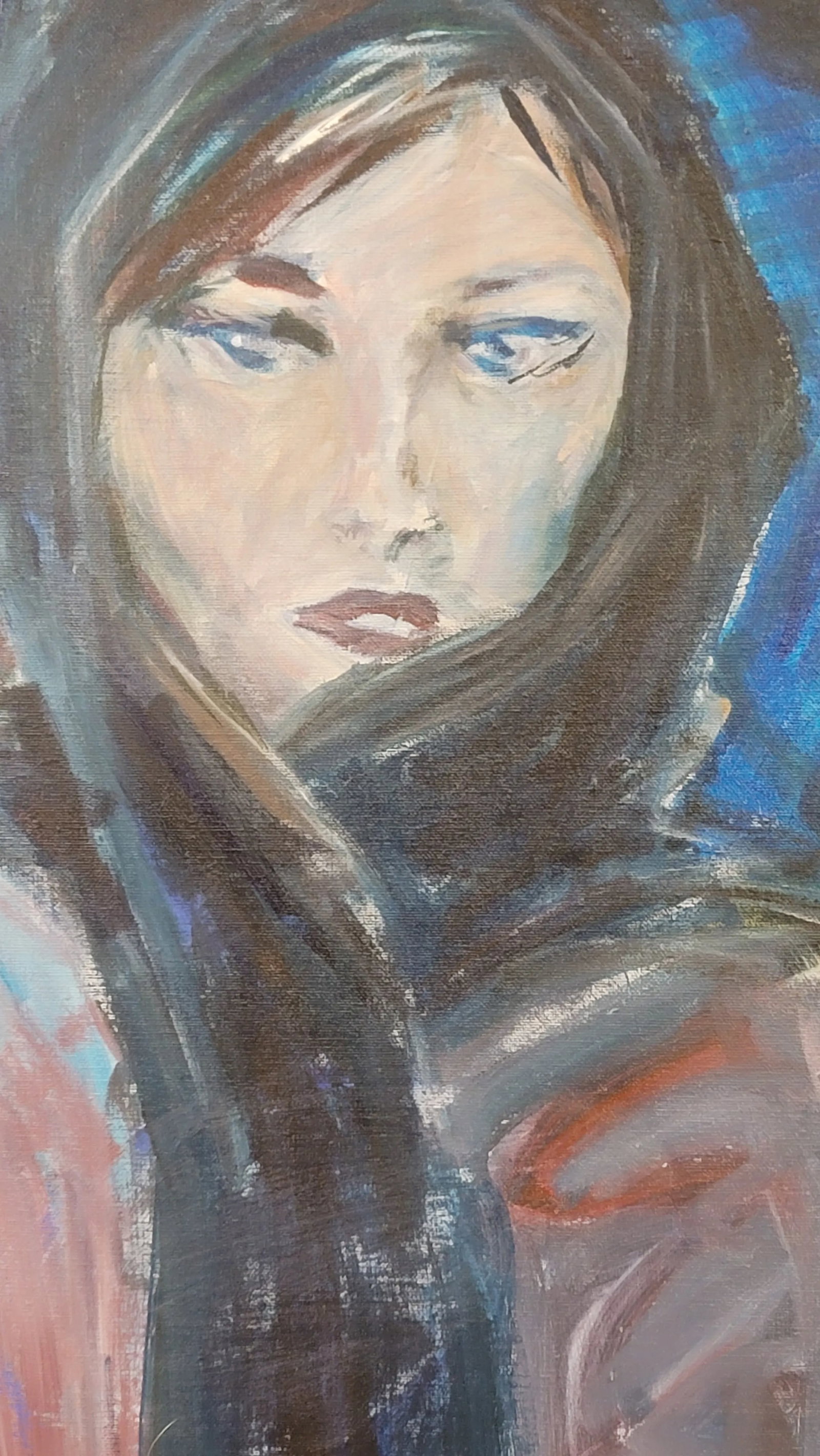 Painting Woman in Cape by Fabulous Painter Barnes 1984 ! - 3
