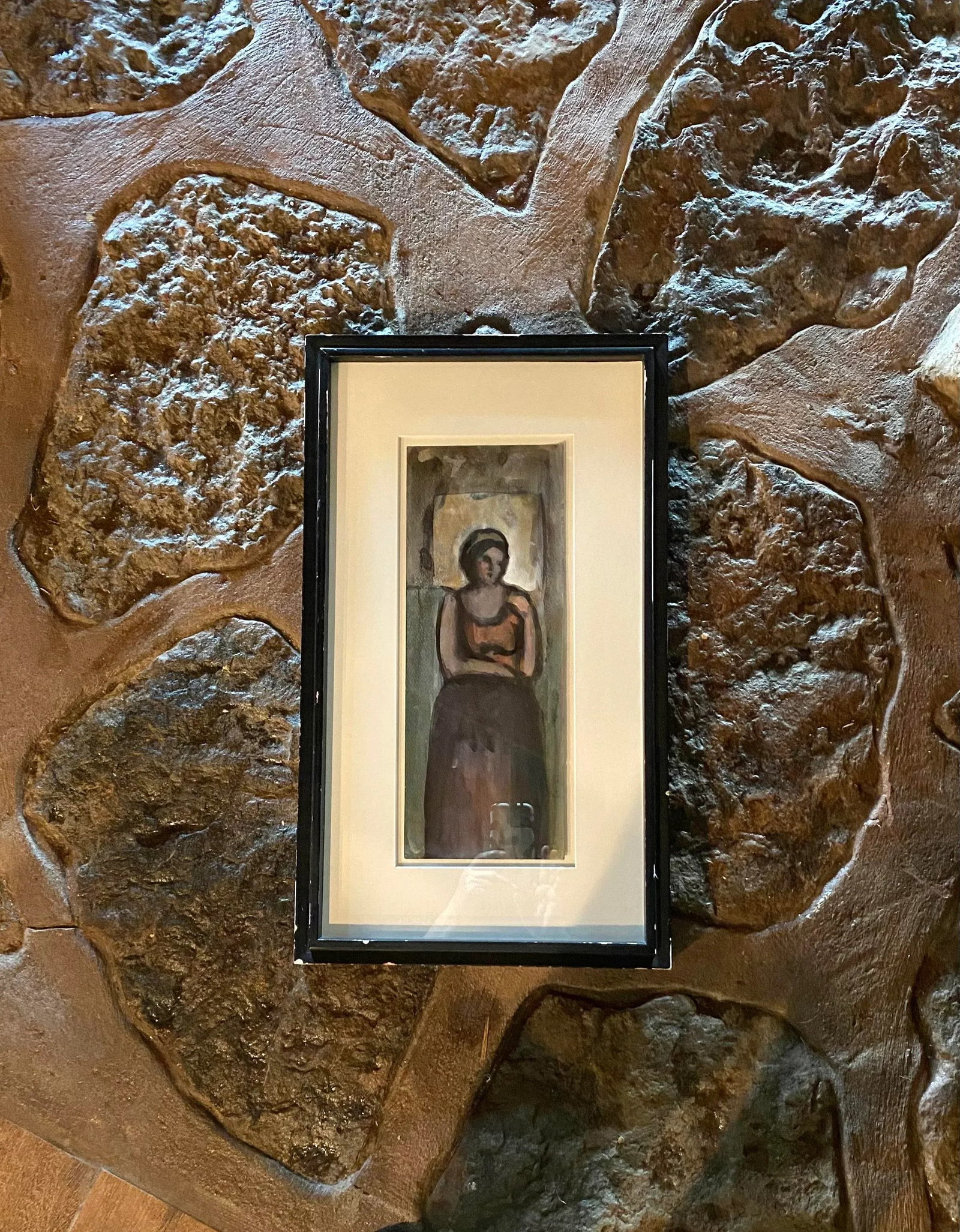 Demure Watercolor of Woman in Thoughtful Pose - 3