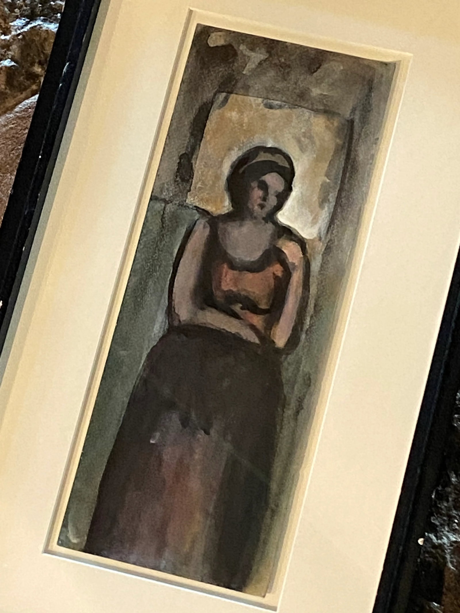 Demure Watercolor of Woman in Thoughtful Pose - 5