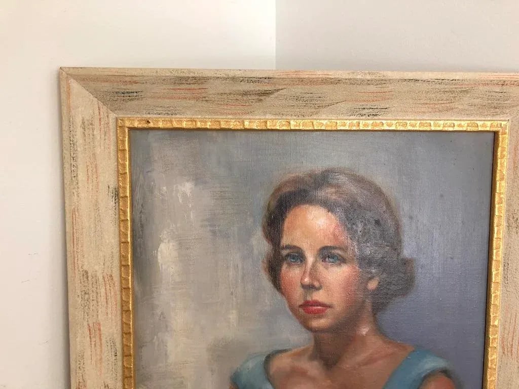 Portrait Oil Painting of a Mid Century Women, Framed - 2