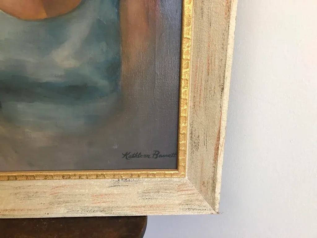 Portrait Oil Painting of a Mid Century Women, Framed - 5