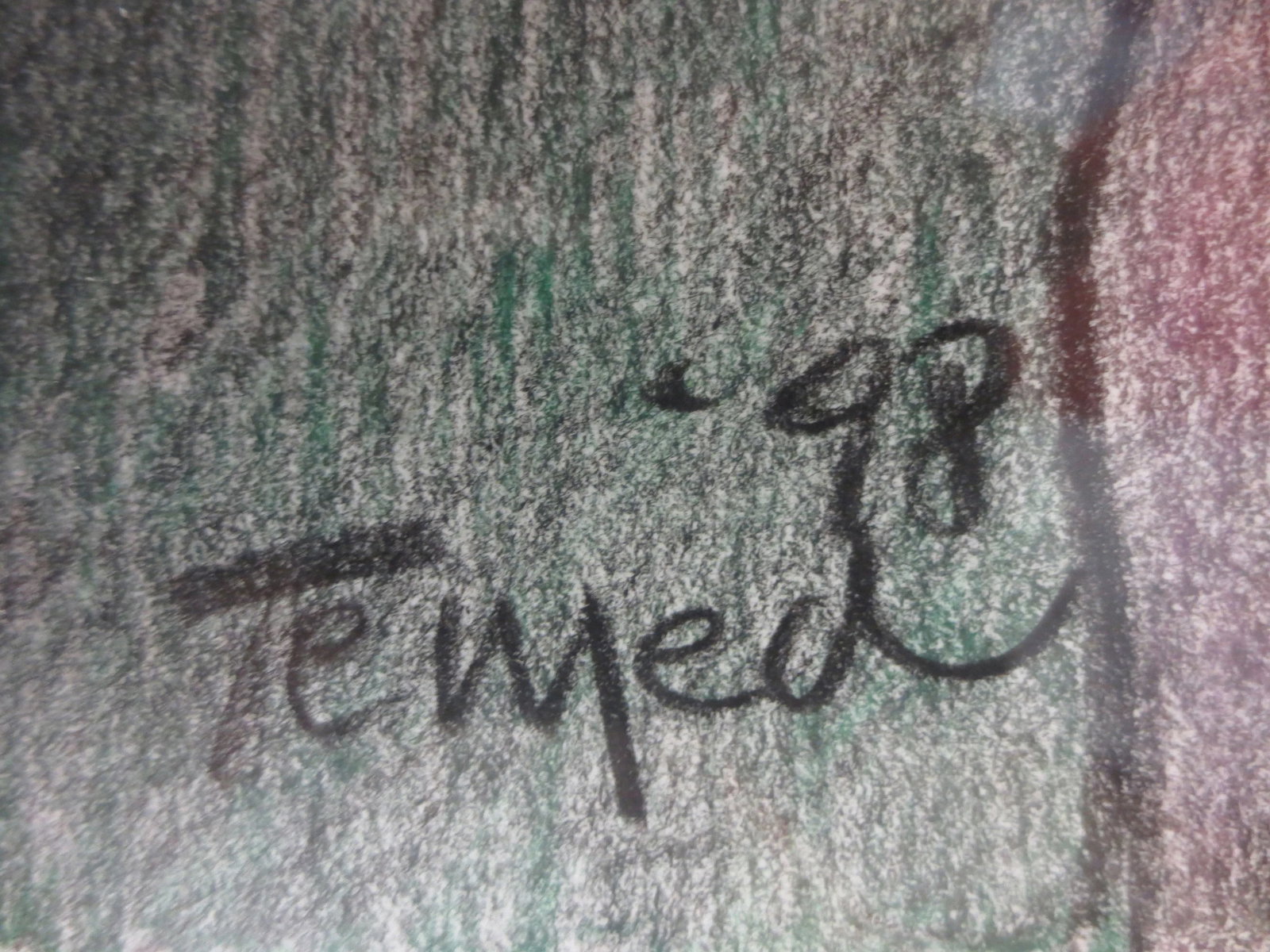 Abstract Portrait Drawing, Signed "Temed '98" - 4