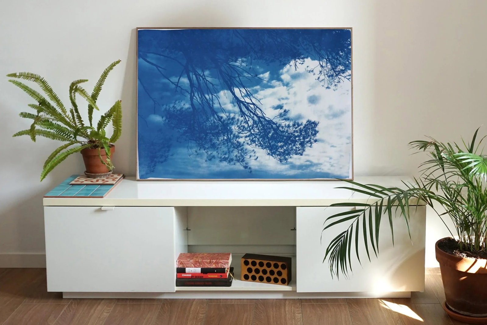 Malibu Pine Sea Vier 100x70cm, Hand Painted Cyanotype on Watercolor Paper, Limited Edition, Coastal - 2