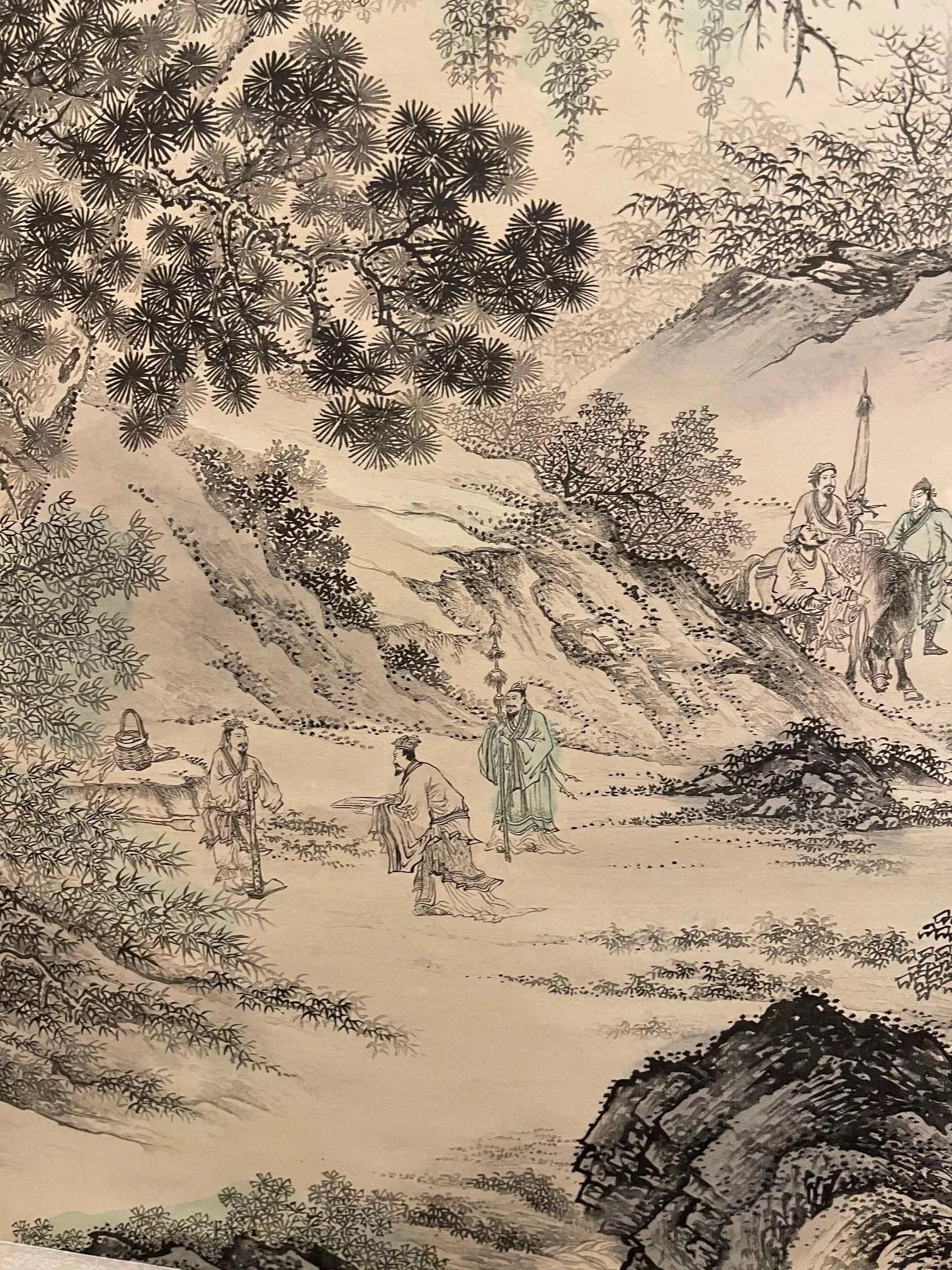 Japanese Scroll Hand Painting in Black Ink of a Landscape, Early 20th Century - 11