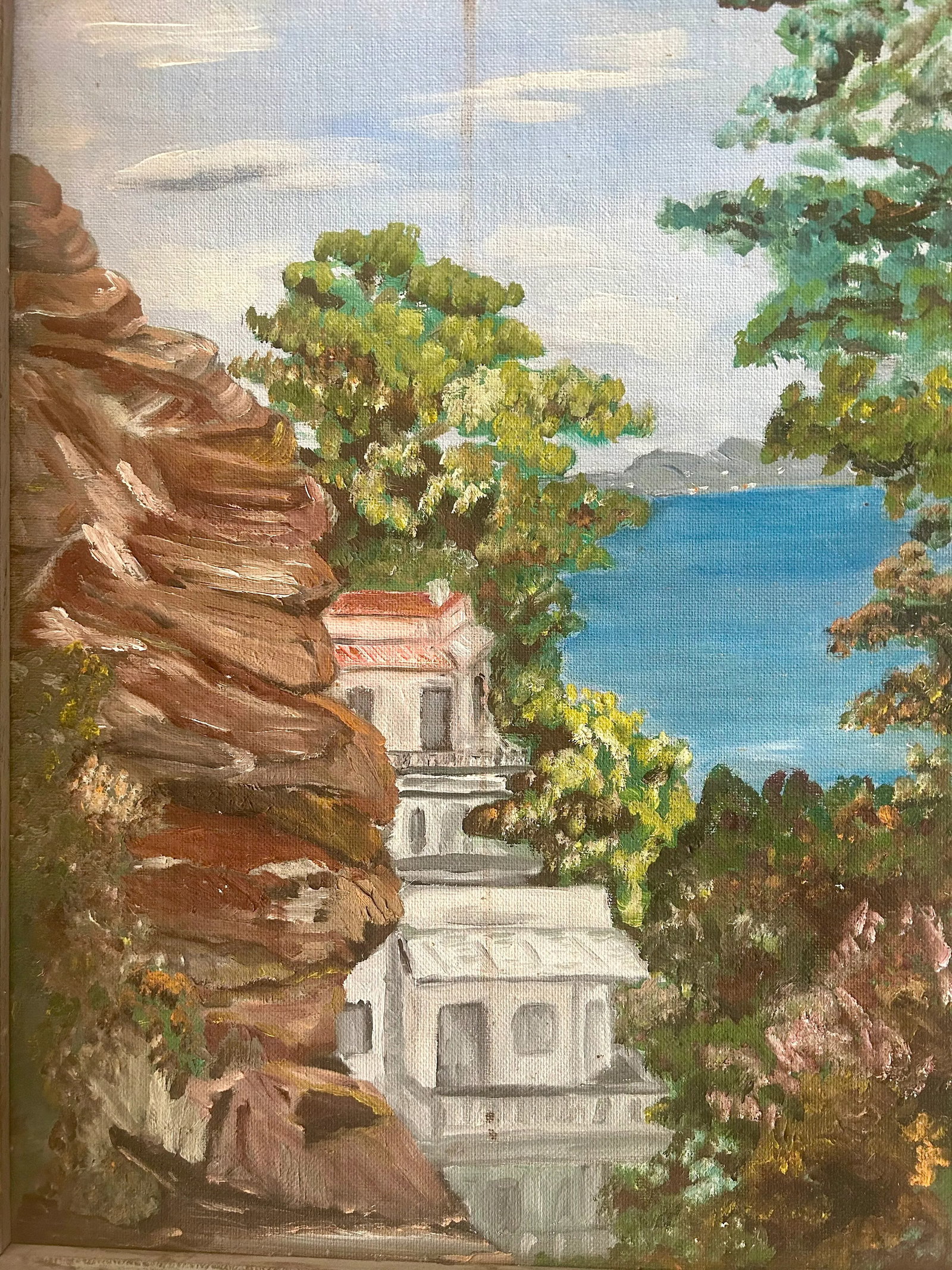 1975 California Chic Original Cityscape, "Telegraph Hill", Oil on Board, Framed - 2