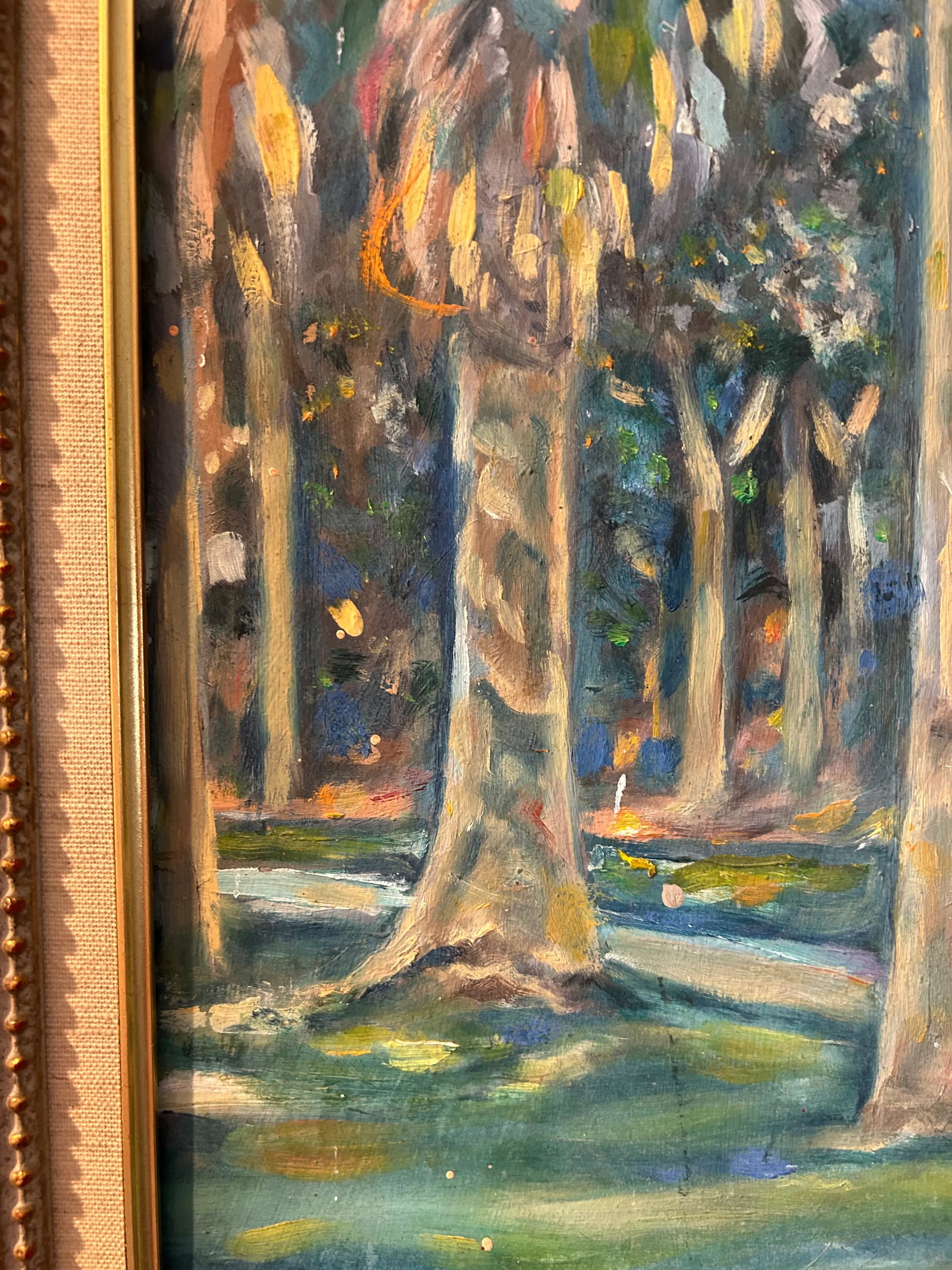 Late 20th Century Original Hollywood Regency Post Impressionist Painting a Walk in the Park, Oil on - 10