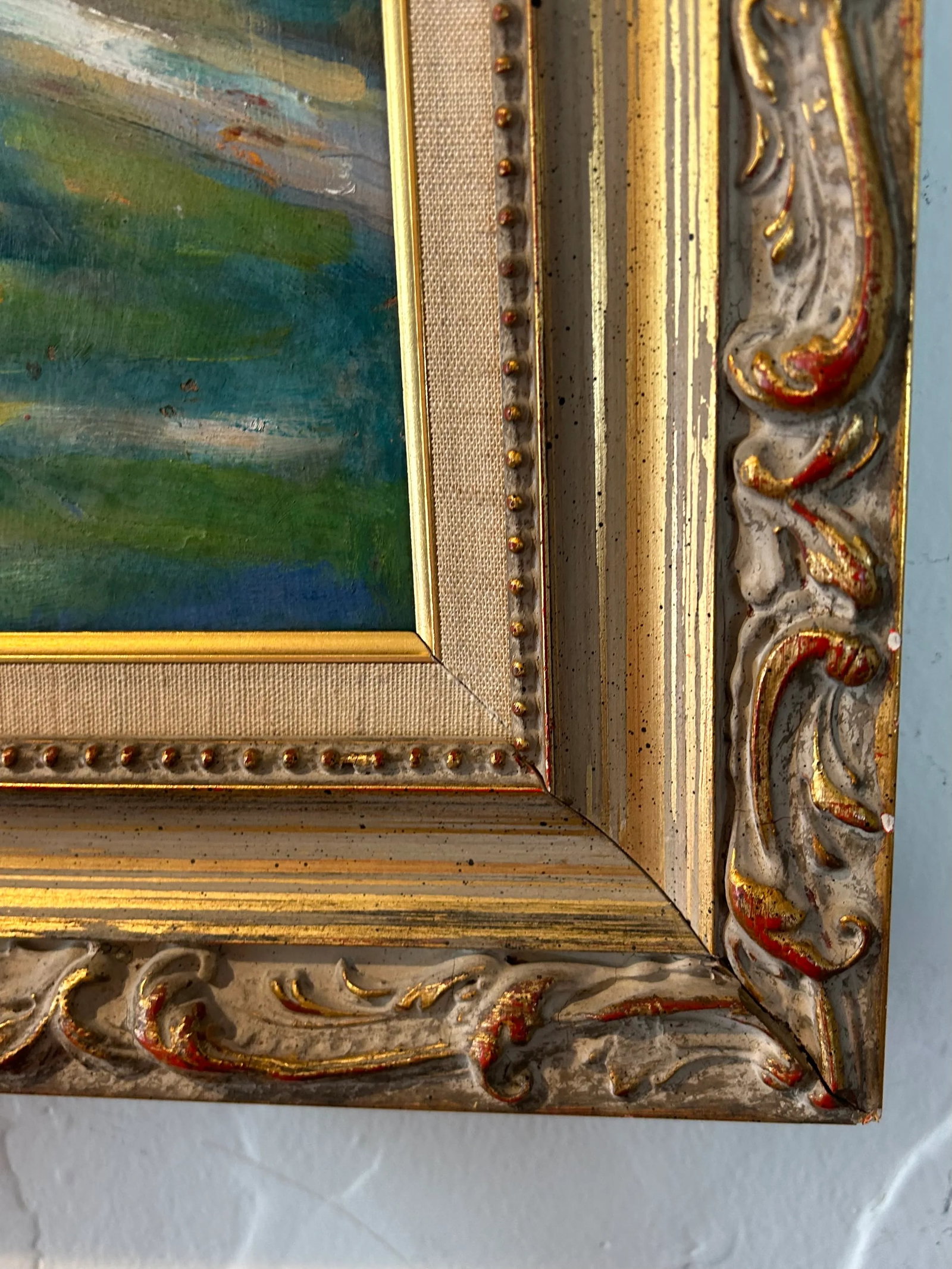 Late 20th Century Original Hollywood Regency Post Impressionist Painting a Walk in the Park, Oil on - 11