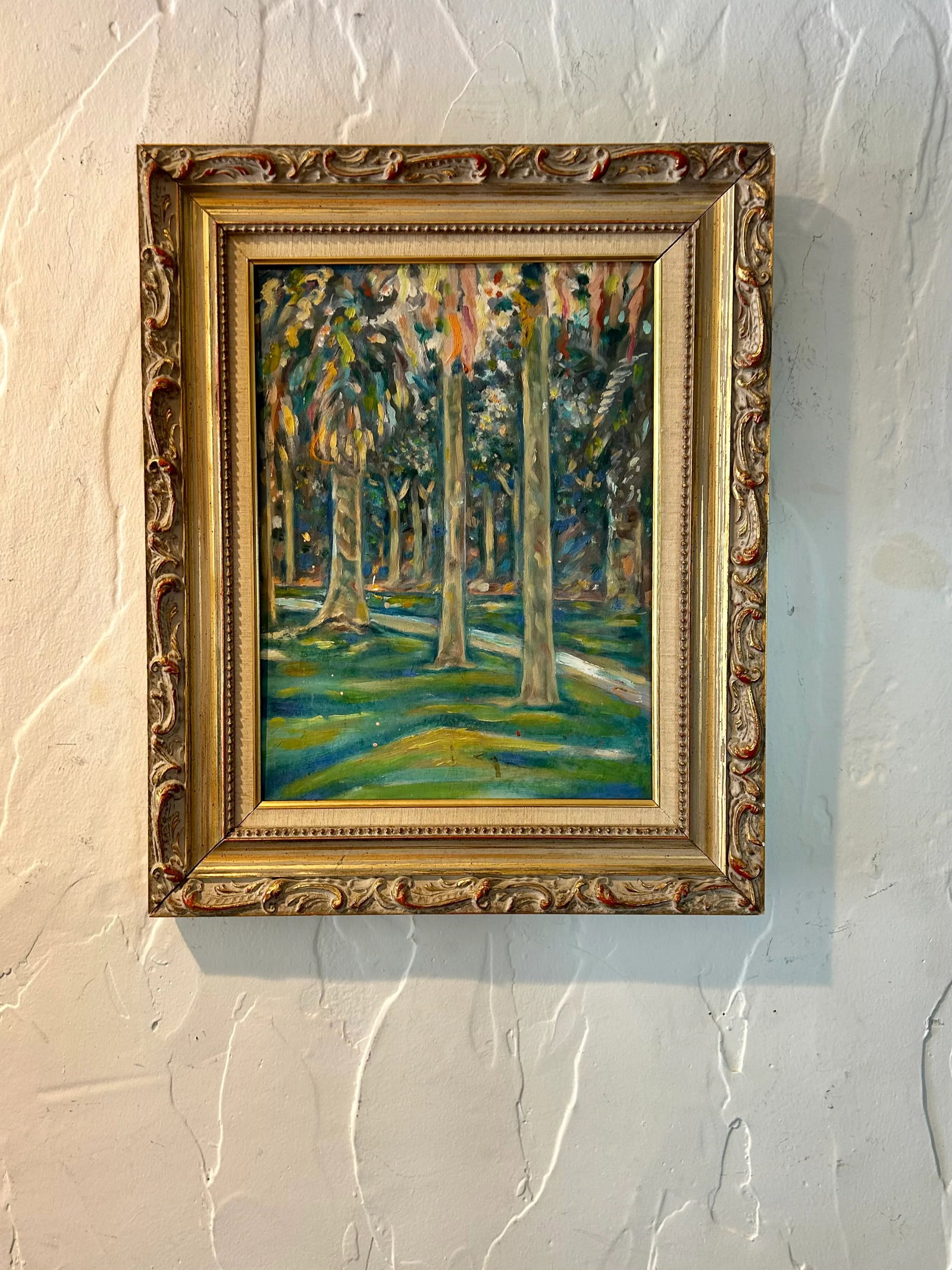 Late 20th Century Original Hollywood Regency Post Impressionist Painting a Walk in the Park, Oil on - 2