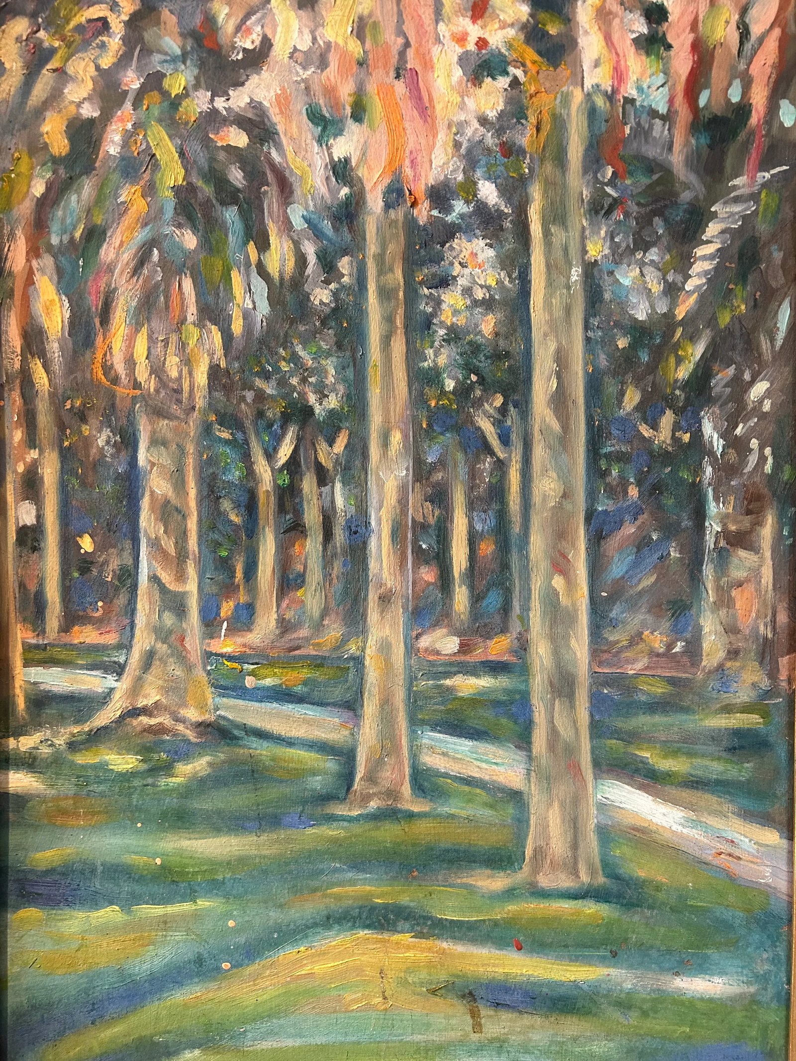 Late 20th Century Original Hollywood Regency Post Impressionist Painting a Walk in the Park, Oil on - 3