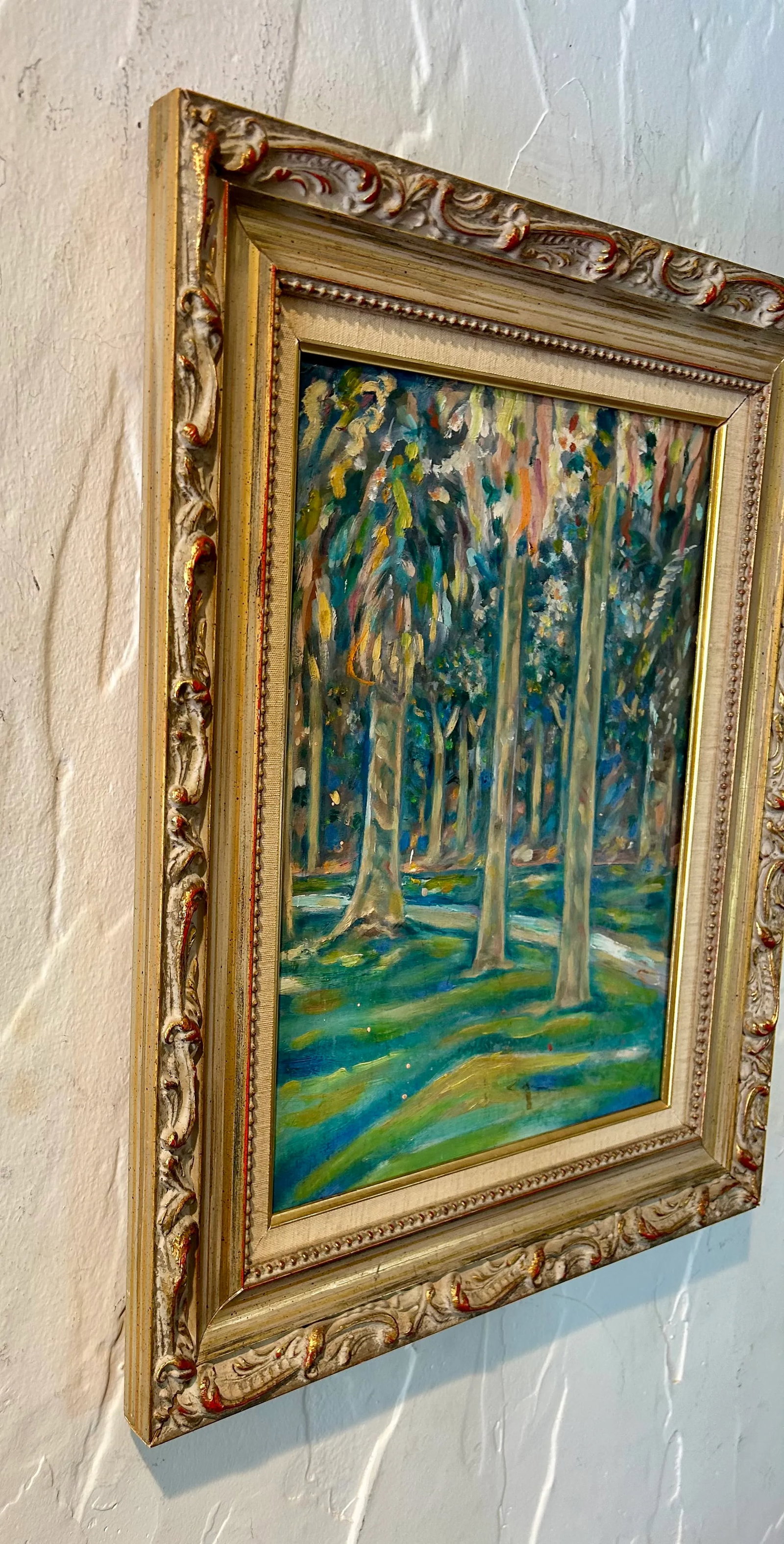 Late 20th Century Original Hollywood Regency Post Impressionist Painting a Walk in the Park, Oil on - 5