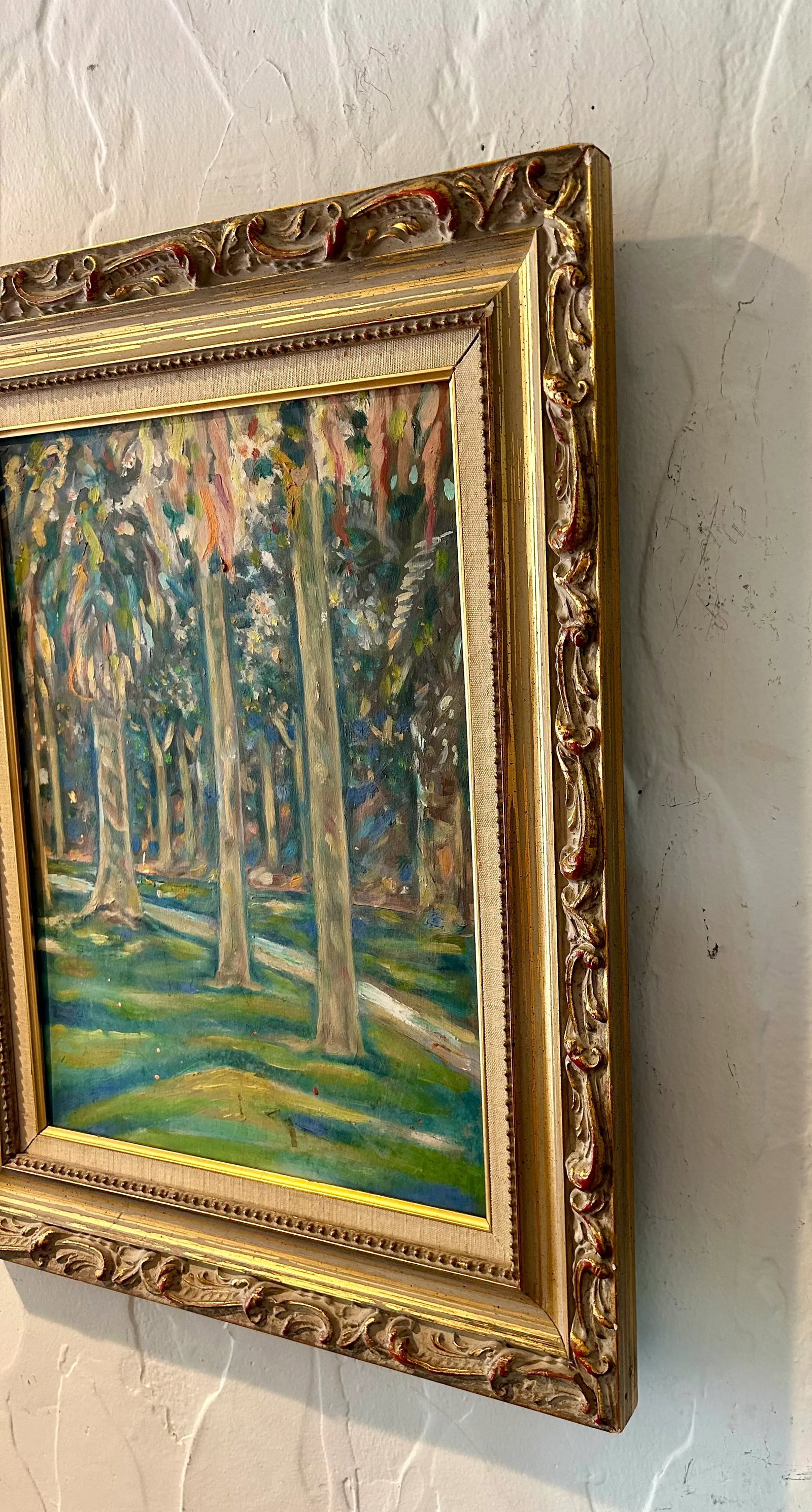 Late 20th Century Original Hollywood Regency Post Impressionist Painting a Walk in the Park, Oil on - 6