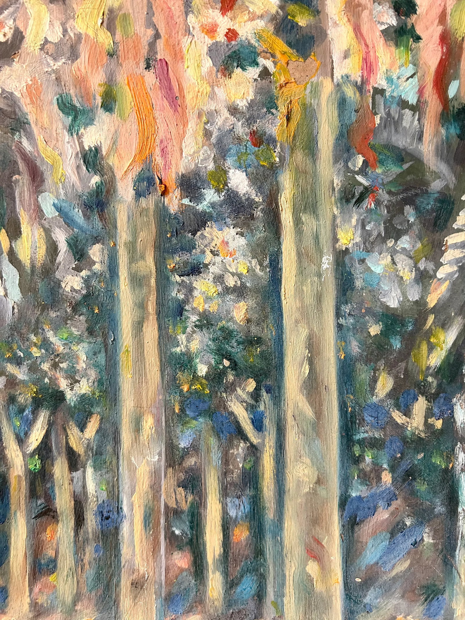 Late 20th Century Original Hollywood Regency Post Impressionist Painting a Walk in the Park, Oil on - 8