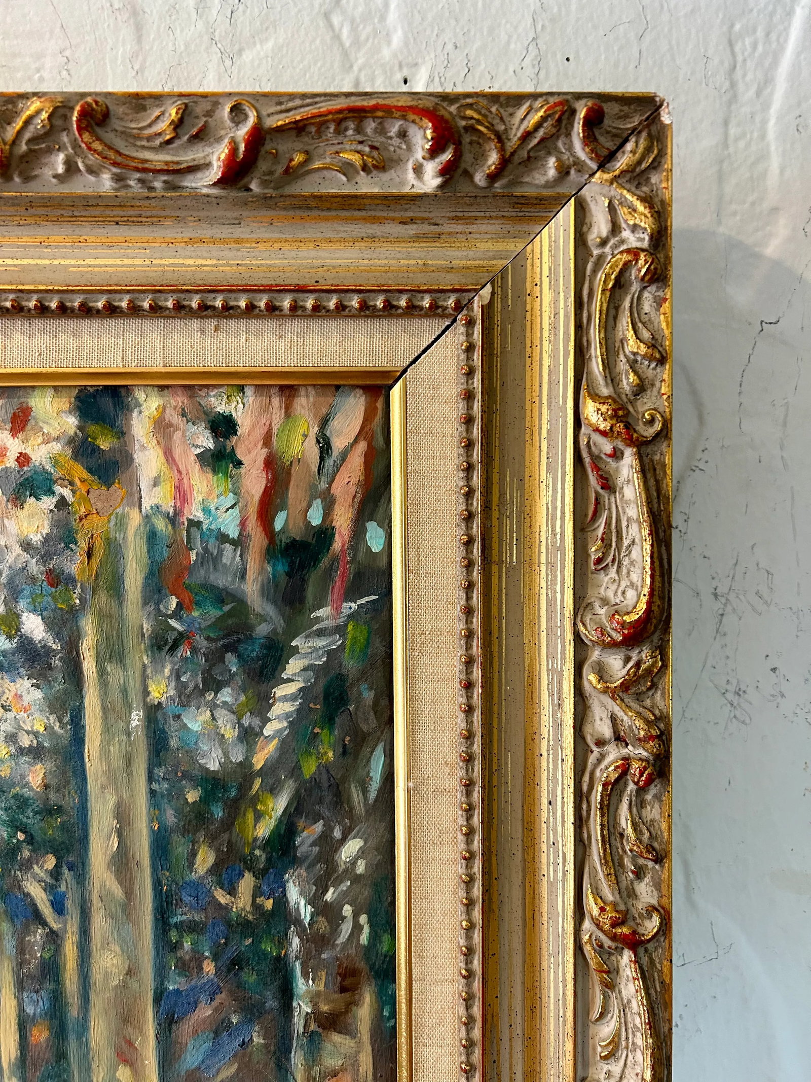 Late 20th Century Original Hollywood Regency Post Impressionist Painting a Walk in the Park, Oil on - 9