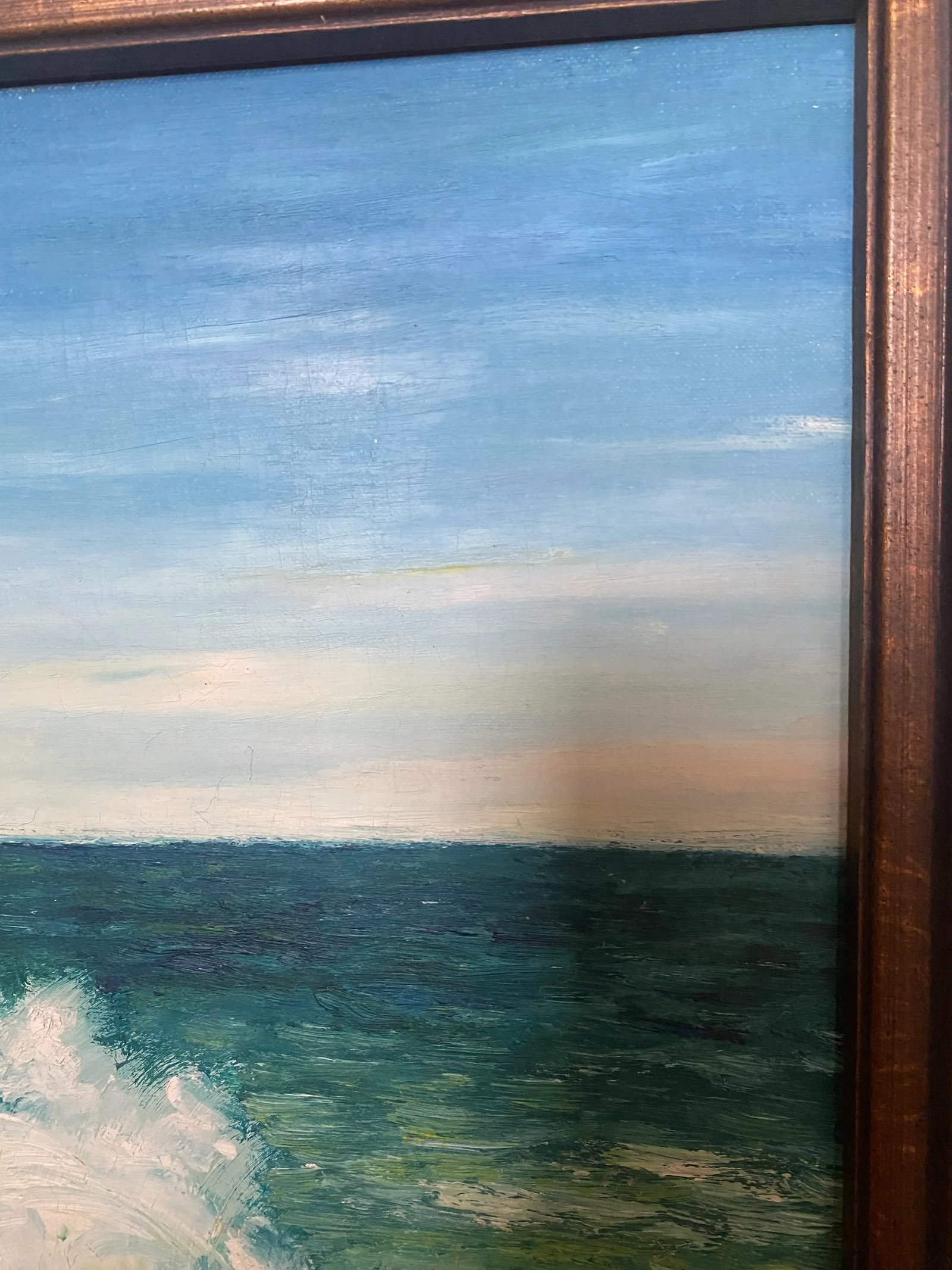 Ocean Waves Crashing Landscape Acrylic Painting Signed R. Gottwald 1969, Framed - 5