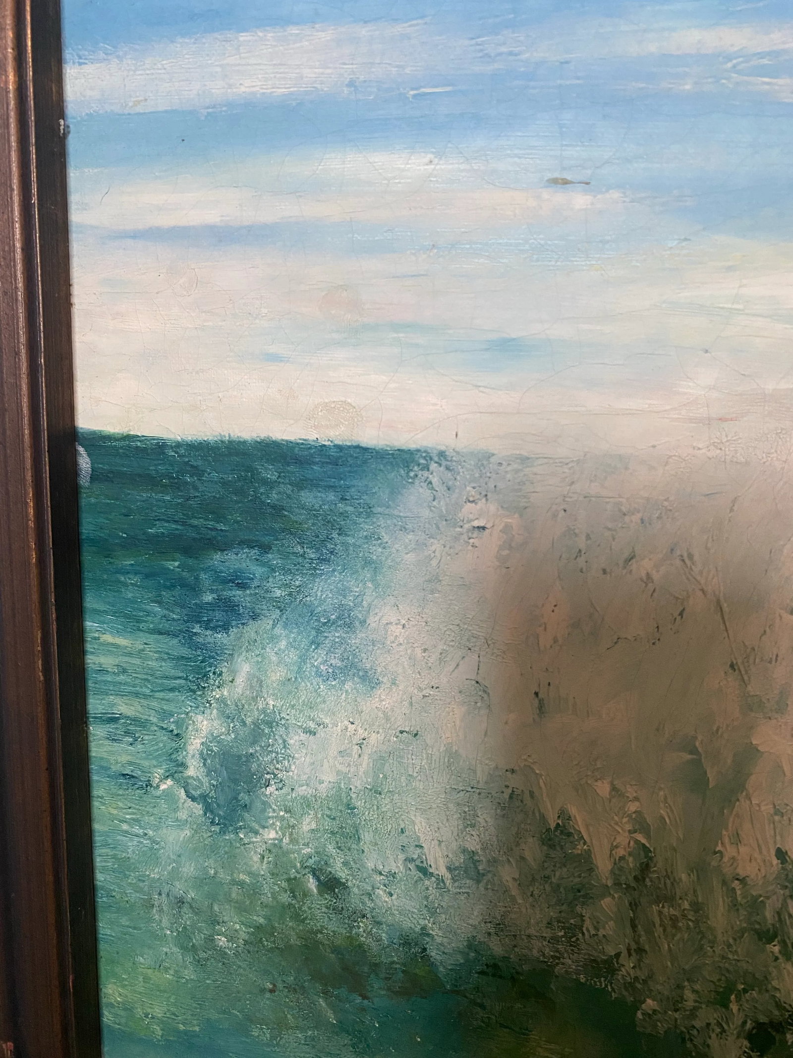 Ocean Waves Crashing Landscape Acrylic Painting Signed R. Gottwald 1969, Framed - 7