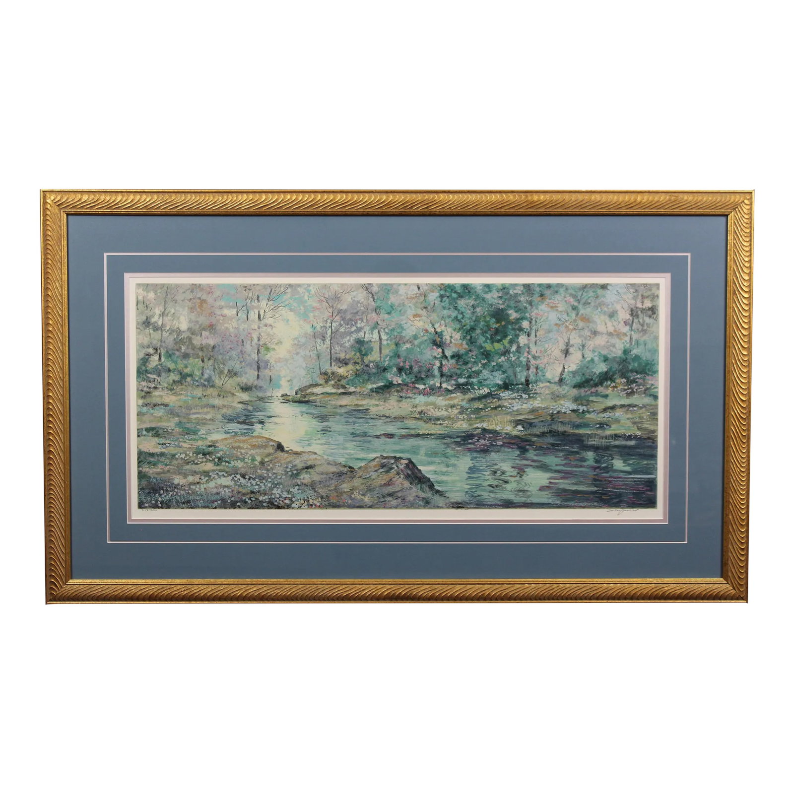 Michael Schofield Signed, Numbered & Framed Print "Flower Song": "Flower Song" Lovely print by Michael Schofield, signed by the artist and a numbered edition. Outstanding presentation in a gold frame and nicely matted. Direct from a local downsizing this still