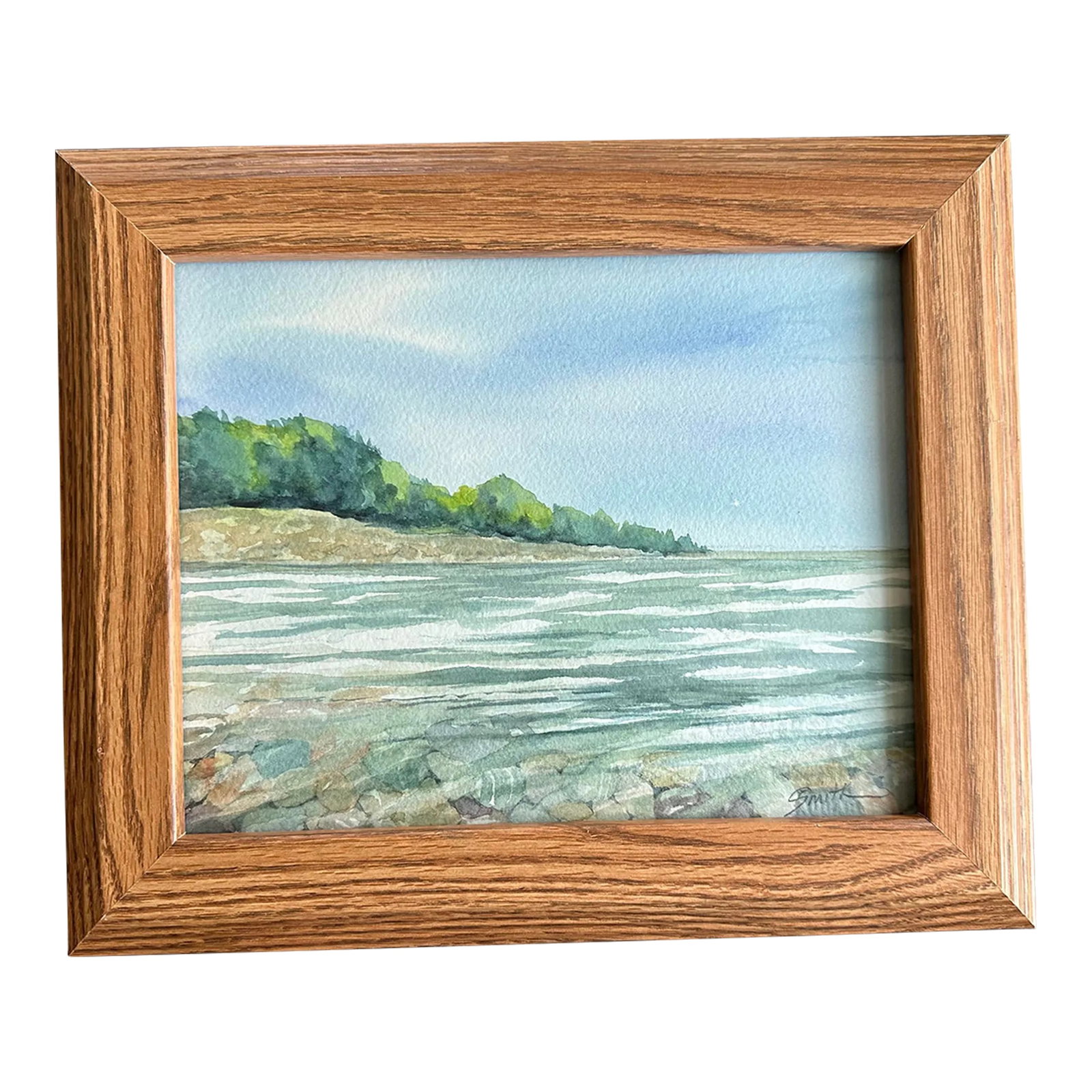 Framed Signed Original Watercolor Painting "Rock Hound Heaven": I have always loved collecting rocks. Here is scene where the rocks are underwater at the shore. Framed and ready to hang. Condition: Imperfections: No Imperfections Condition Notes: New art in
