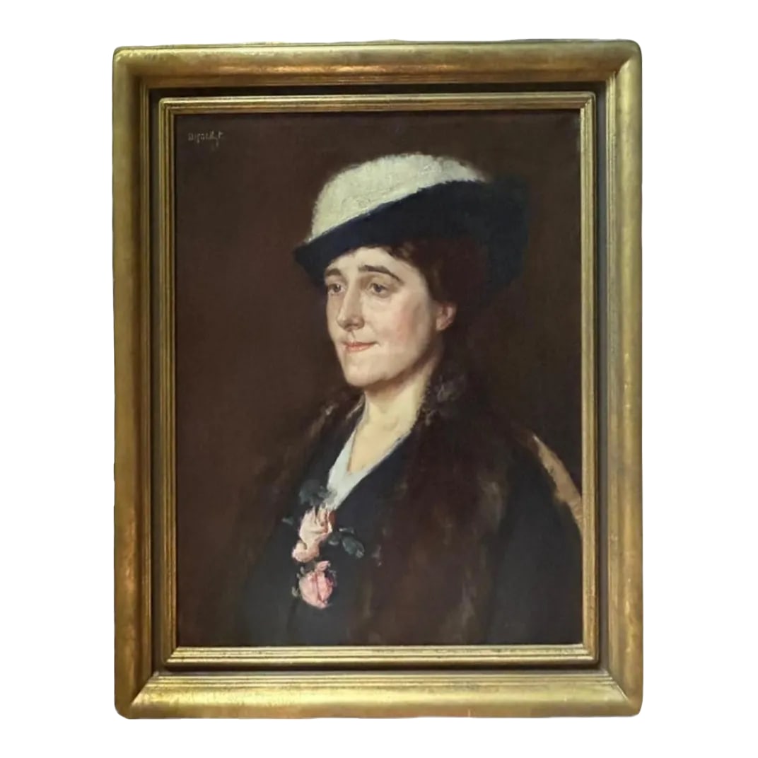 Vintage Duncan McGregor Whyte Portrait of a Lady Oil on Canvas Painting: This vintage oil painting by Duncan McGregor Whyte is a stunning portrayal of a woman on canvas. The artist has beautifully captured the woman's features and expression, making it a great addition to