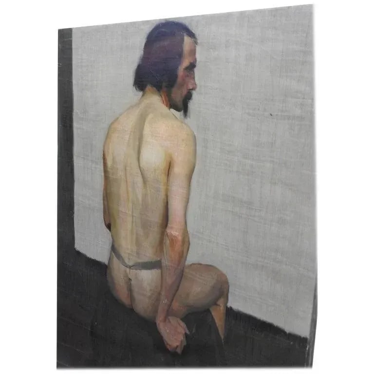 20th Century Robert Whitmore Oil Painting, "Male Model" - 12