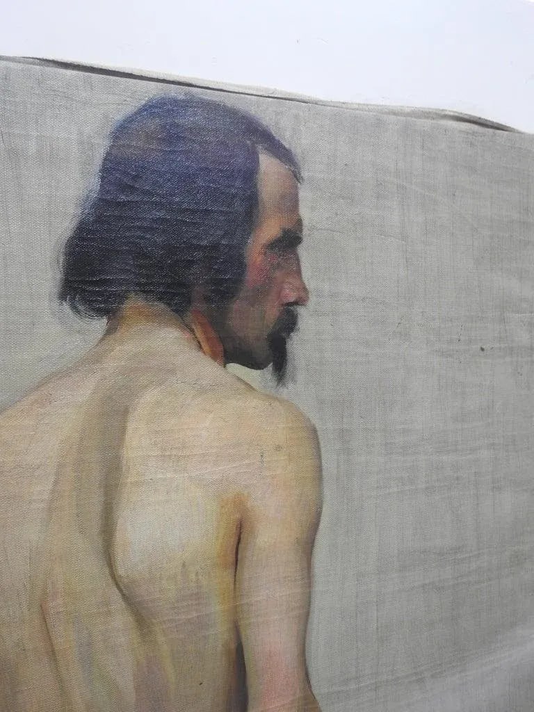 20th Century Robert Whitmore Oil Painting, "Male Model" - 4