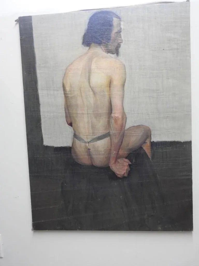 20th Century Robert Whitmore Oil Painting, "Male Model" - 5