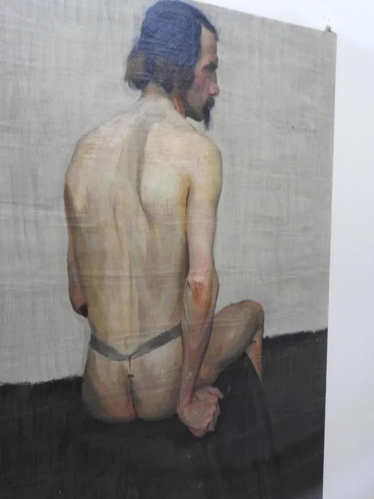 20th Century Robert Whitmore Oil Painting, "Male Model" - 7