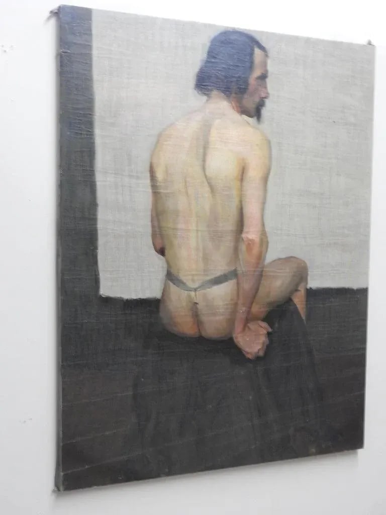 20th Century Robert Whitmore Oil Painting, "Male Model" - 8