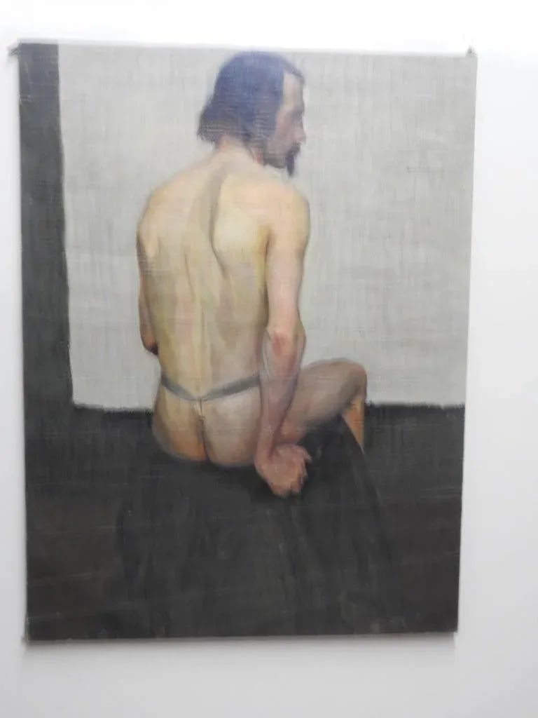 20th Century Robert Whitmore Oil Painting, "Male Model" - 9