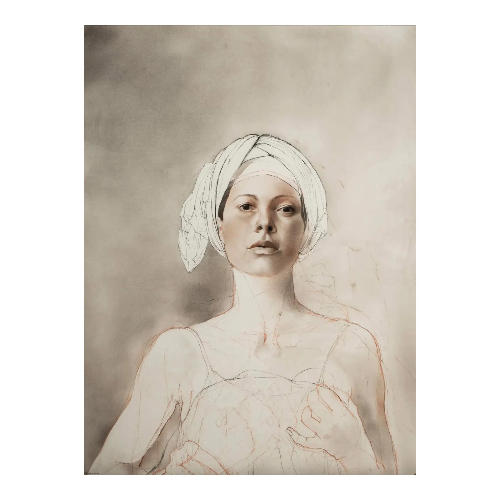 Contemporary Figurative Artist Stephen Namara 'Anna' Original Work on Paper: A stunning original work on paper by Stephen Namara, framed and titled 'Anna' and skillfully created with pencil, conte crayon, and dry powder pigments. Stephen Namara born Febuary 28, 1953, is an