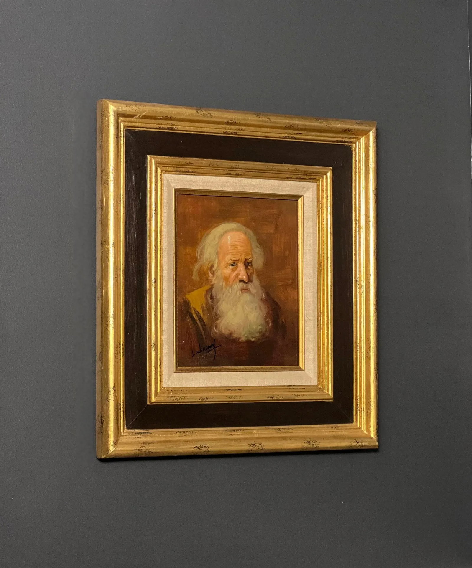 19th Century Isaac L. Williams Signed Portrait of Man With a Beard, Framed - 5