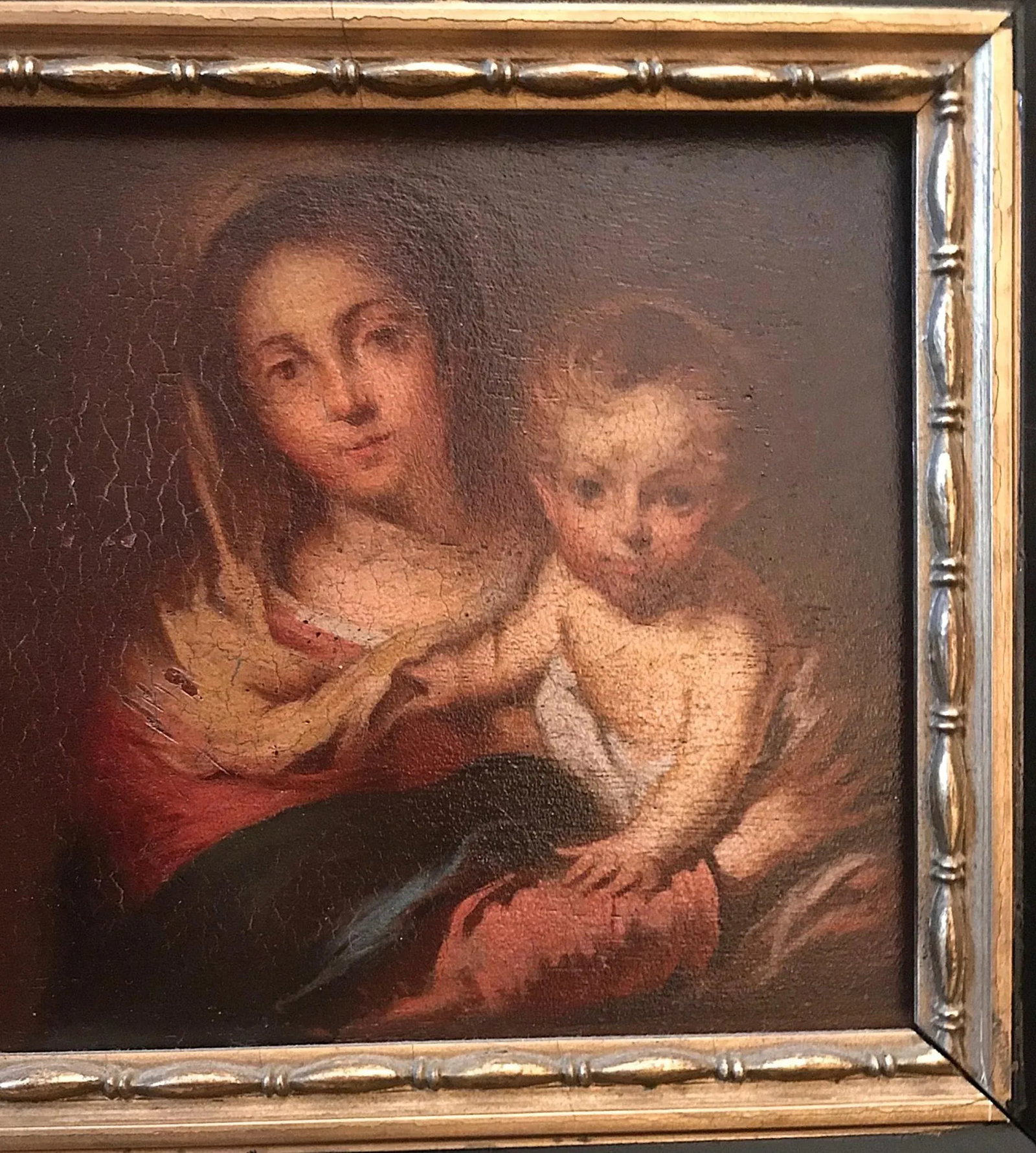 Antique Painting "Madonna With a Napkin" After Bartolome Esteban Murillo 1666 - 3