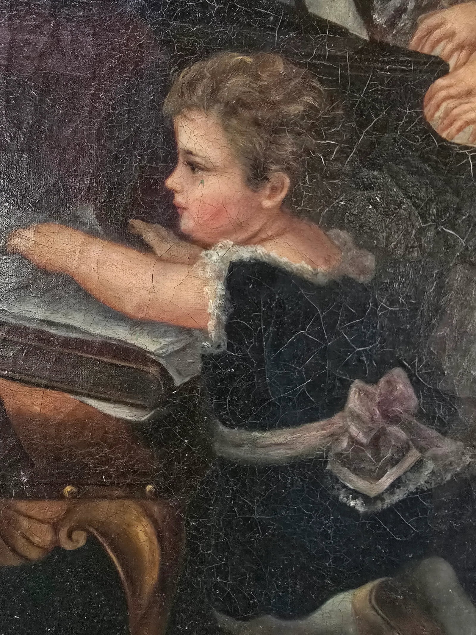 Late 19th Century Antique Large Signed Painting Young Musicians - 5