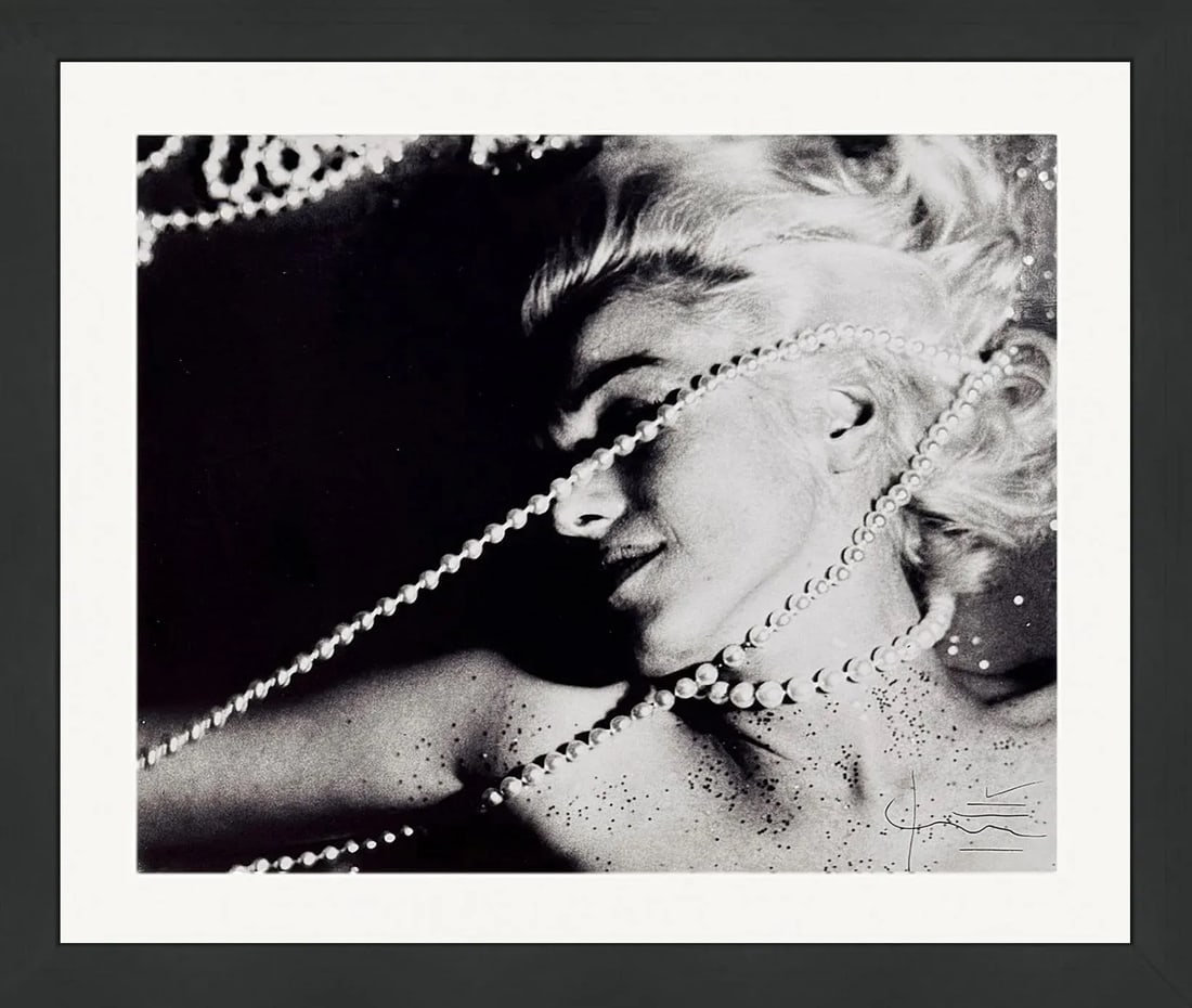 Bert Stern the Last Sitting: Marilyn With Pearls (Hand Signed C-Print), 2013: C-print on paper. Hand signed lower front, hand signed and dated on verso by Bert Stern. Hand numbered 12/72 on verso. Artwork size: 11.75 x 13.875 inches. Frame size: approx. 16.5 x 18.5 inches.