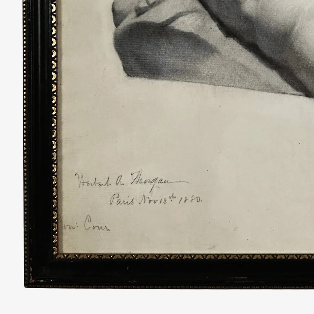 Antique Michelangelo Sculpture Classical Sketch, Signed (1880, Charcoal/Graphite on Paper) - 6