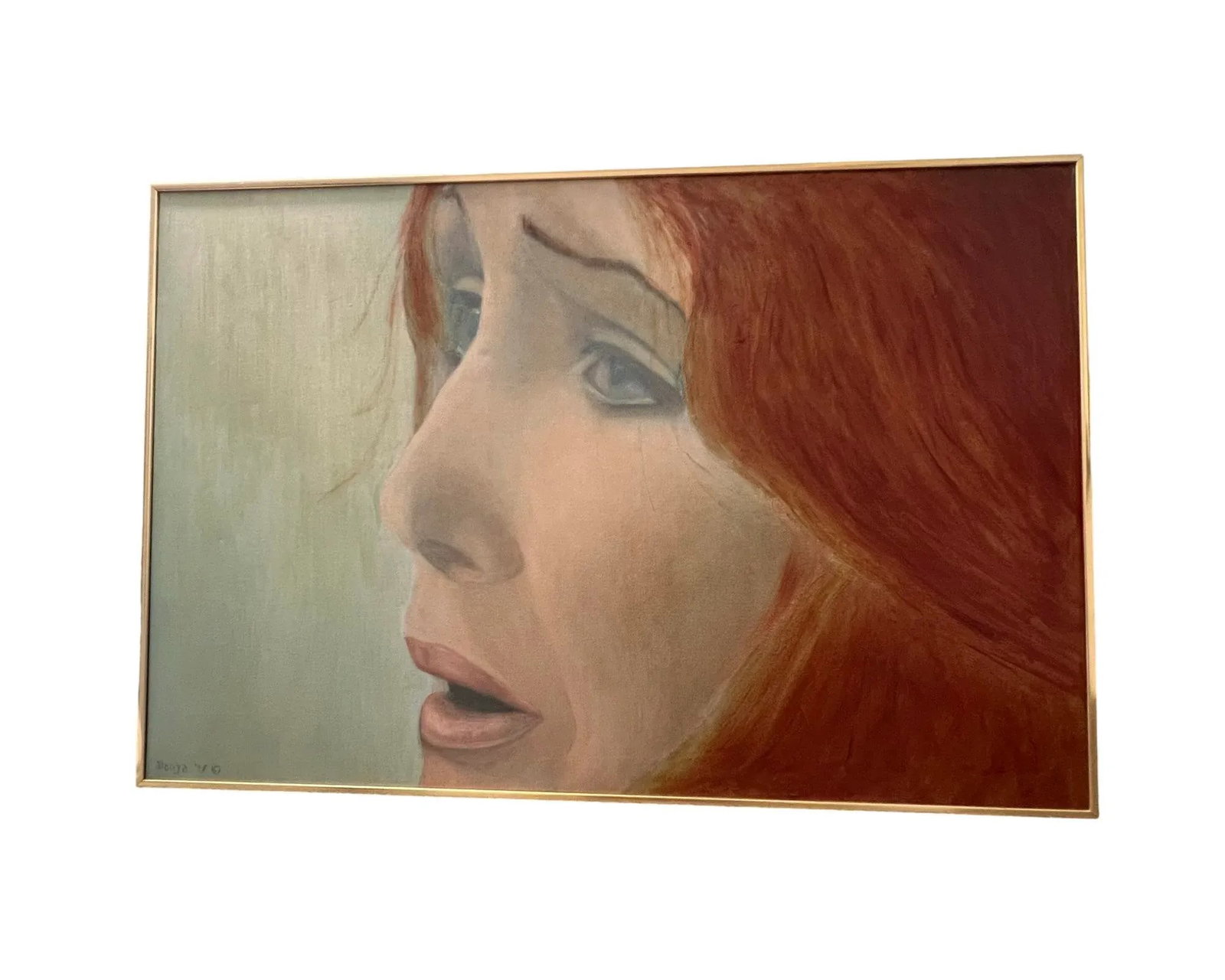 Vintage Mid Century Modern 1970s Women Portrait Oil Painting Canvas - 2