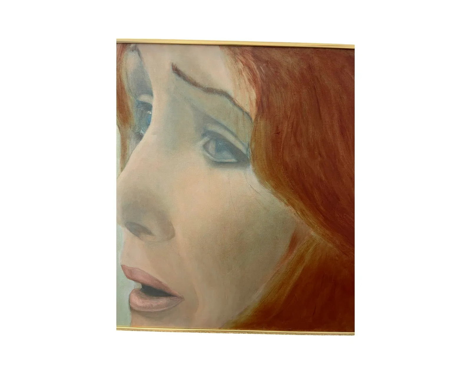 Vintage Mid Century Modern 1970s Women Portrait Oil Painting Canvas - 4