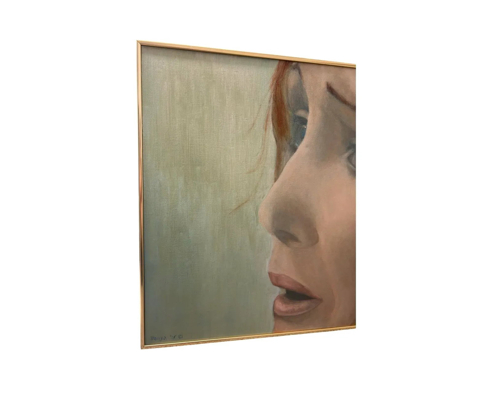 Vintage Mid Century Modern 1970s Women Portrait Oil Painting Canvas - 5