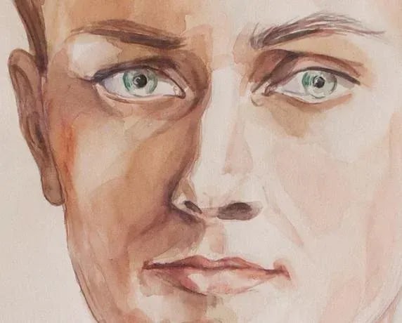 Watercolor Portrait of a Young Man C. 1949, Framed - 4