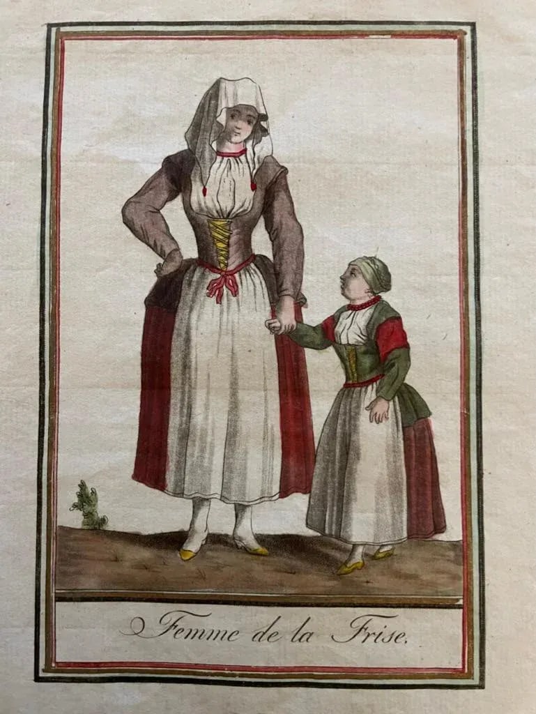 Pair of 18th French Hand Colored Engravings of a Frisian Man, Woman and Child - 11