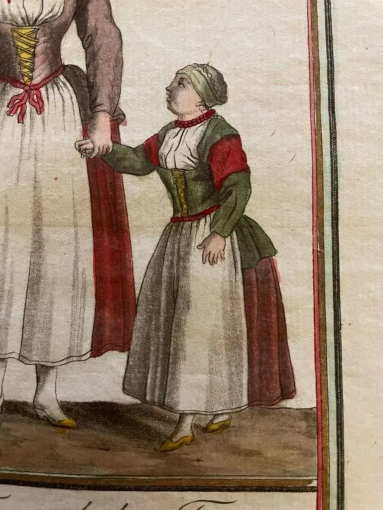 Pair of 18th French Hand Colored Engravings of a Frisian Man, Woman and Child - 2