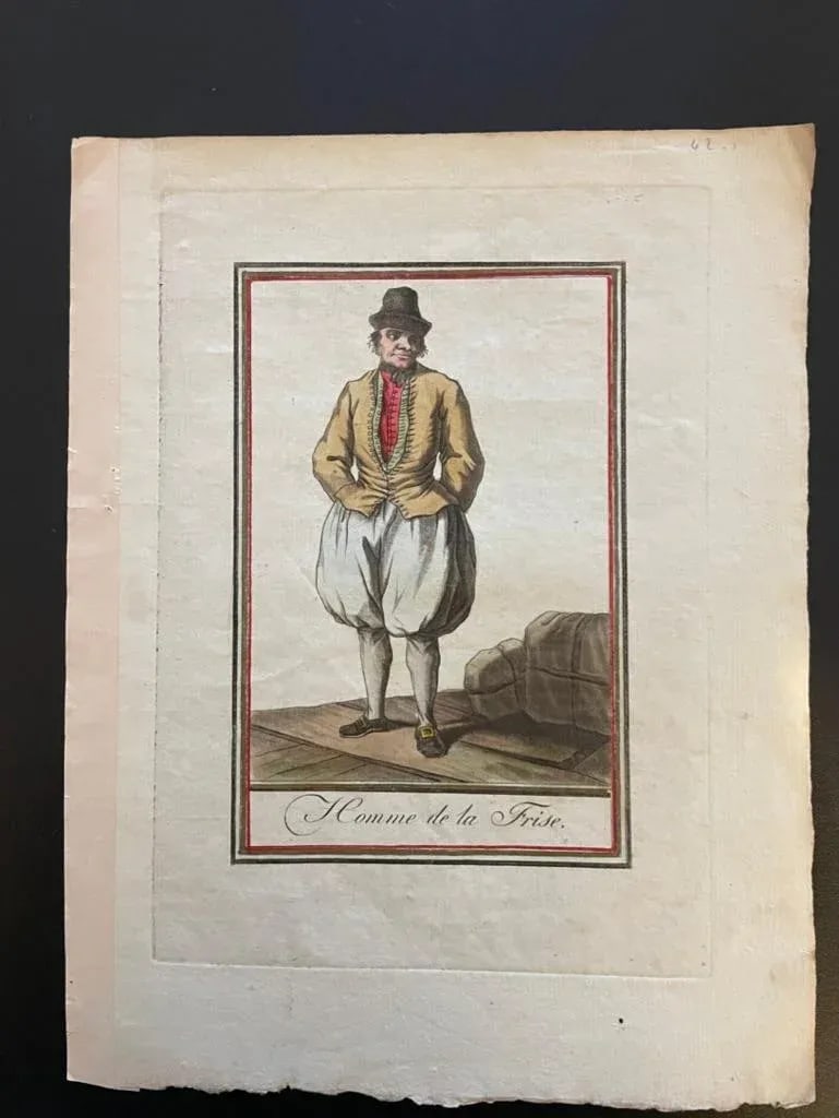 Pair of 18th French Hand Colored Engravings of a Frisian Man, Woman and Child - 5