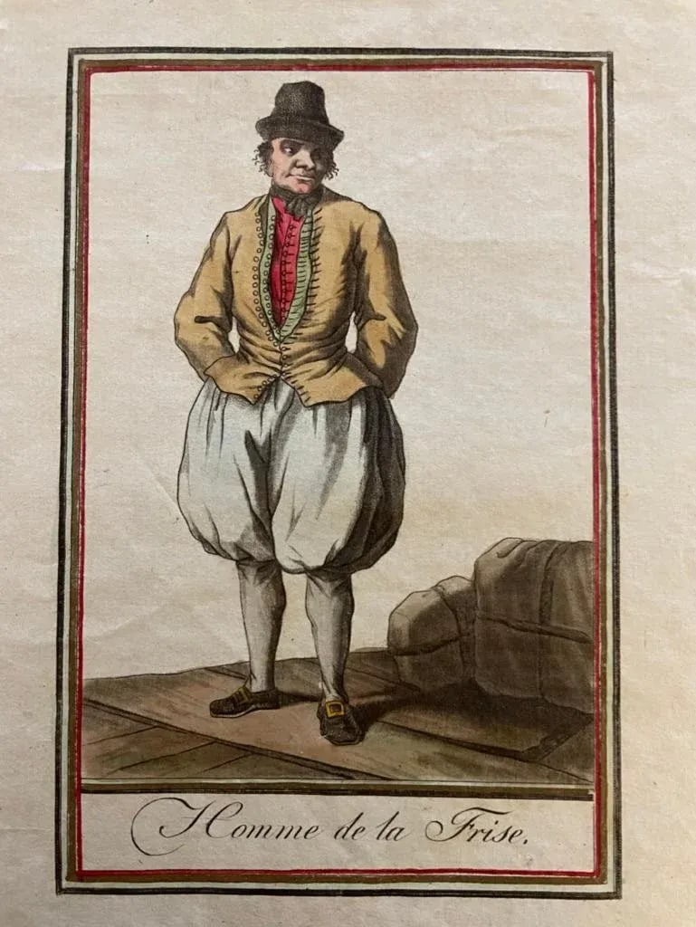 Pair of 18th French Hand Colored Engravings of a Frisian Man, Woman and Child - 6