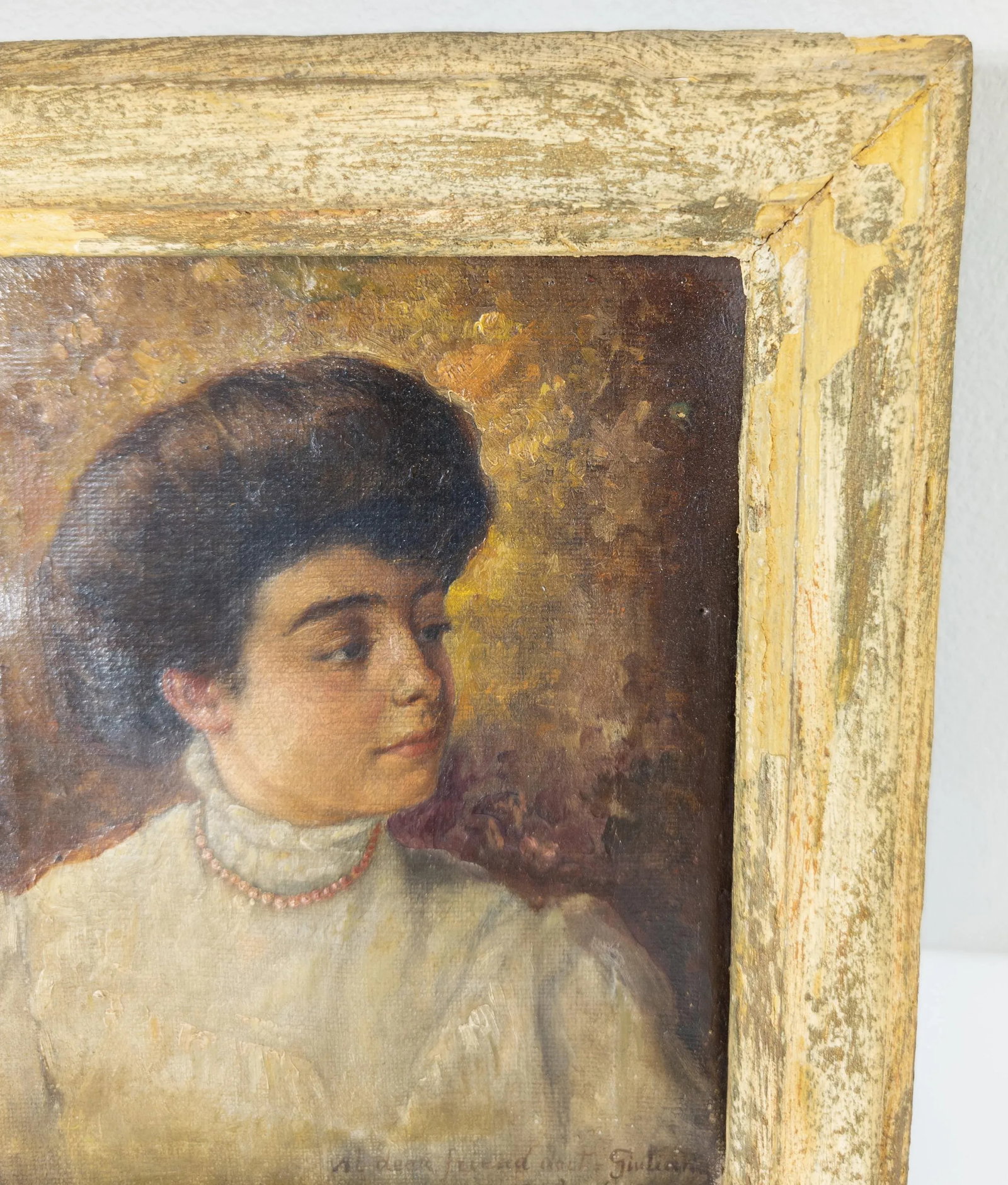 Early 20th Century Portrait Painting of an Italian Lady With Inscription - 4