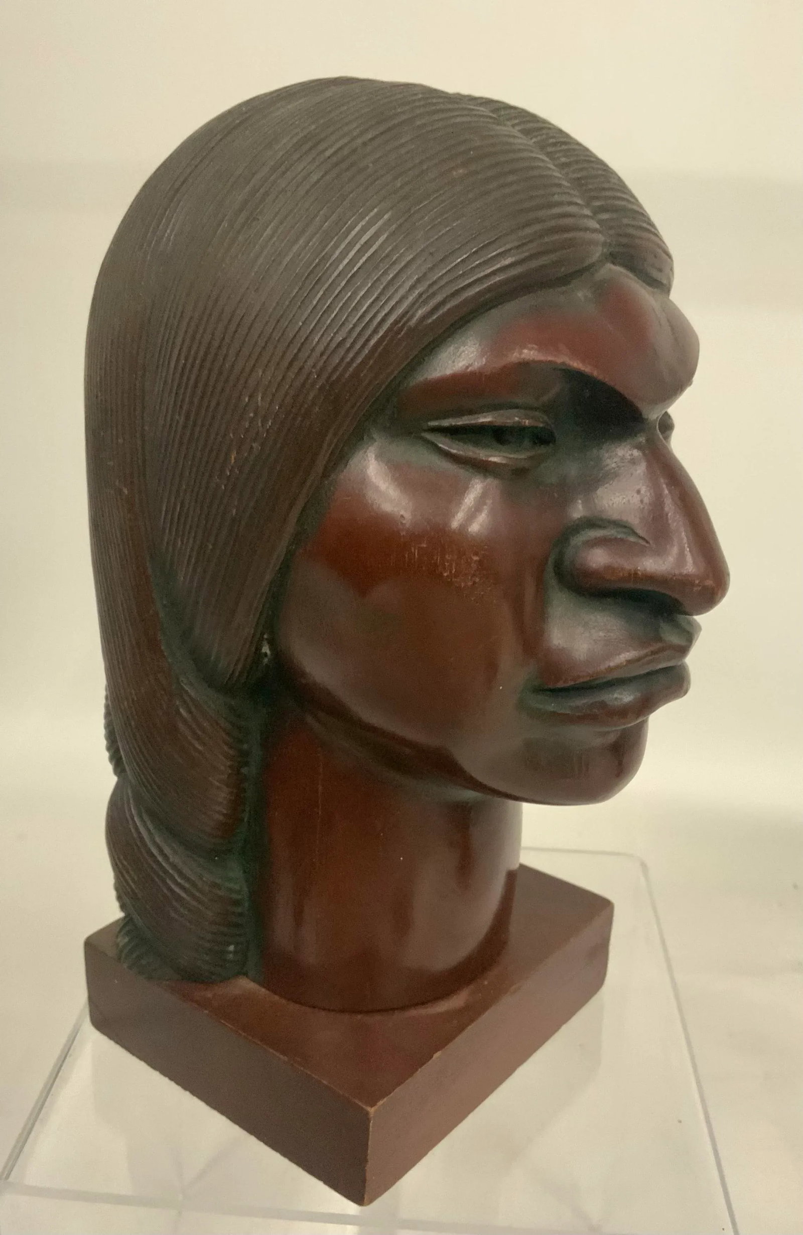 Pair of Carved Wood Sculptures of Inca Indians by Mexican Artist Flores Arias - 11