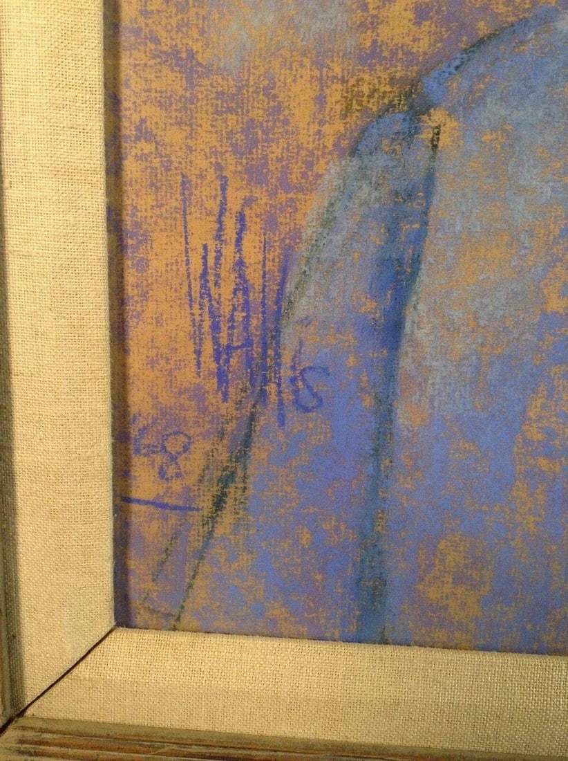 1968 Pastel on Paper Portrait Painting by Kitty Wallis Dated and Signed - 3