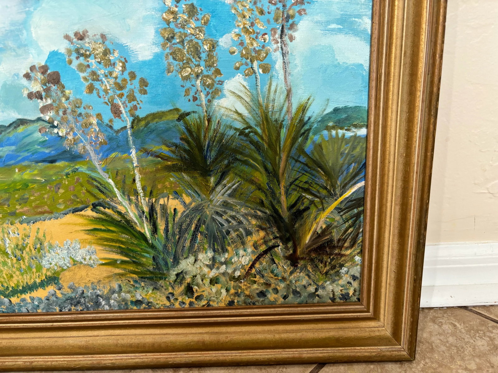 Late 20th Century Boho Chic "Desert Land" Oil Painting by Charles Wesolowski - 4