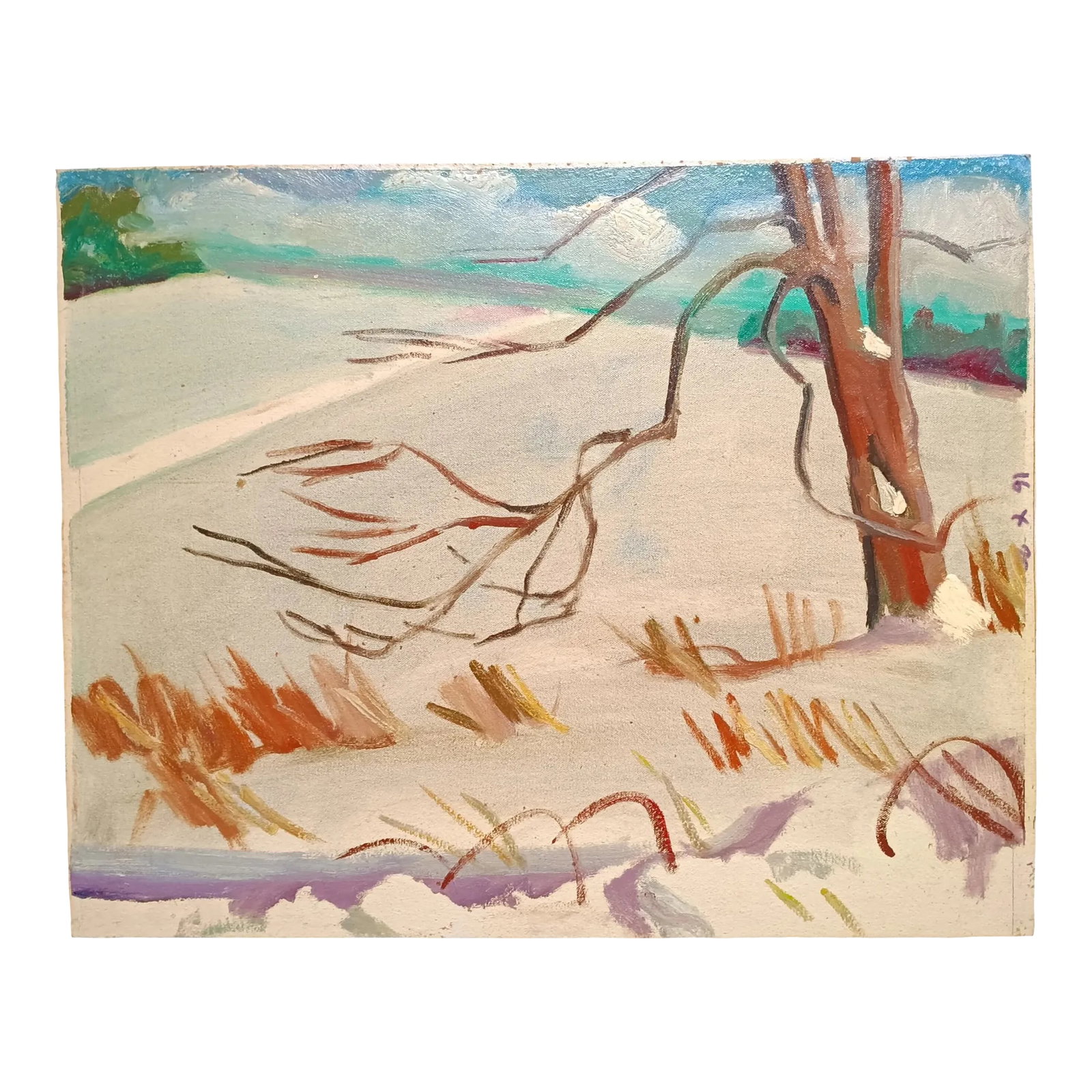 Winterscape Abstract, Original Oil Painting: This is an original David Beynon Pena abstract winterscape which feels like snow is in the air. Condition: Alterations: Original Condition Unaltered Imperfections: Some Imperfections Condition Notes: 