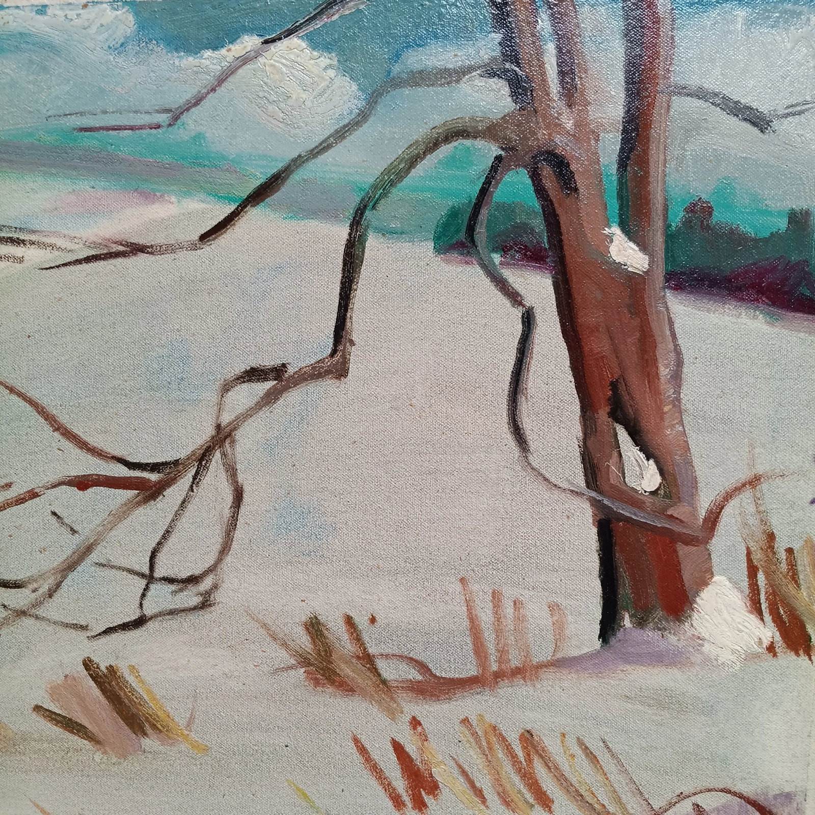 Winterscape Abstract, Original Oil Painting - 4